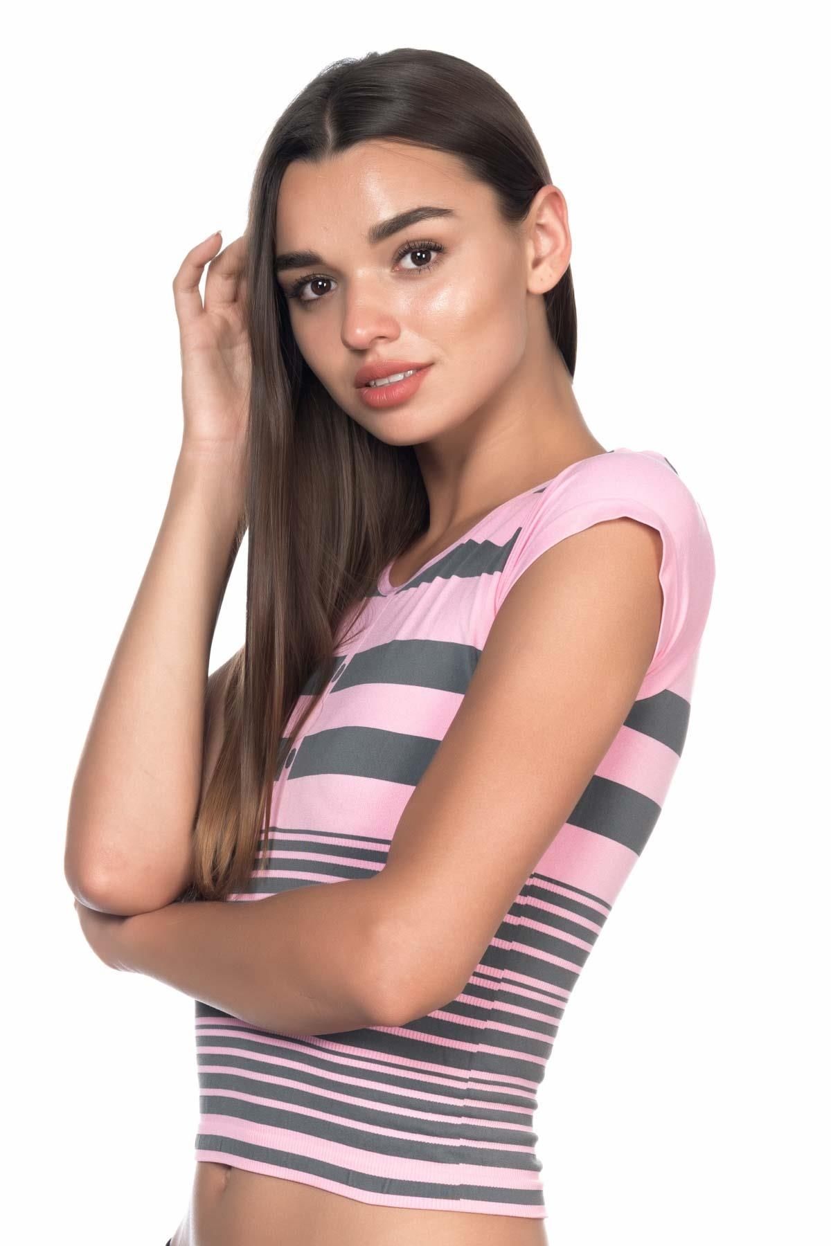 GiyimCity PEMBE GRİ Soft Seamless T Shirt