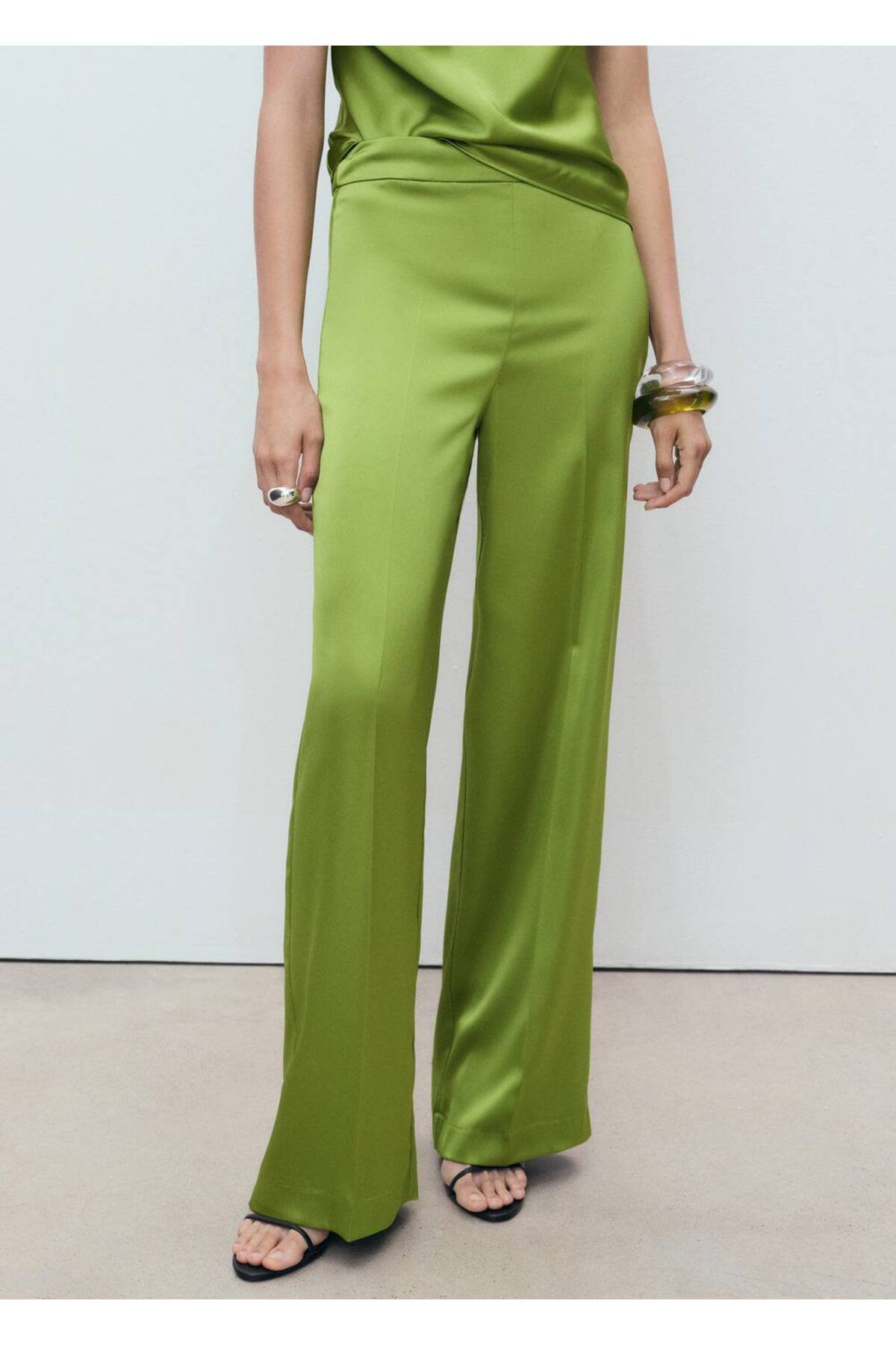 Saten düz kesim pantolon
