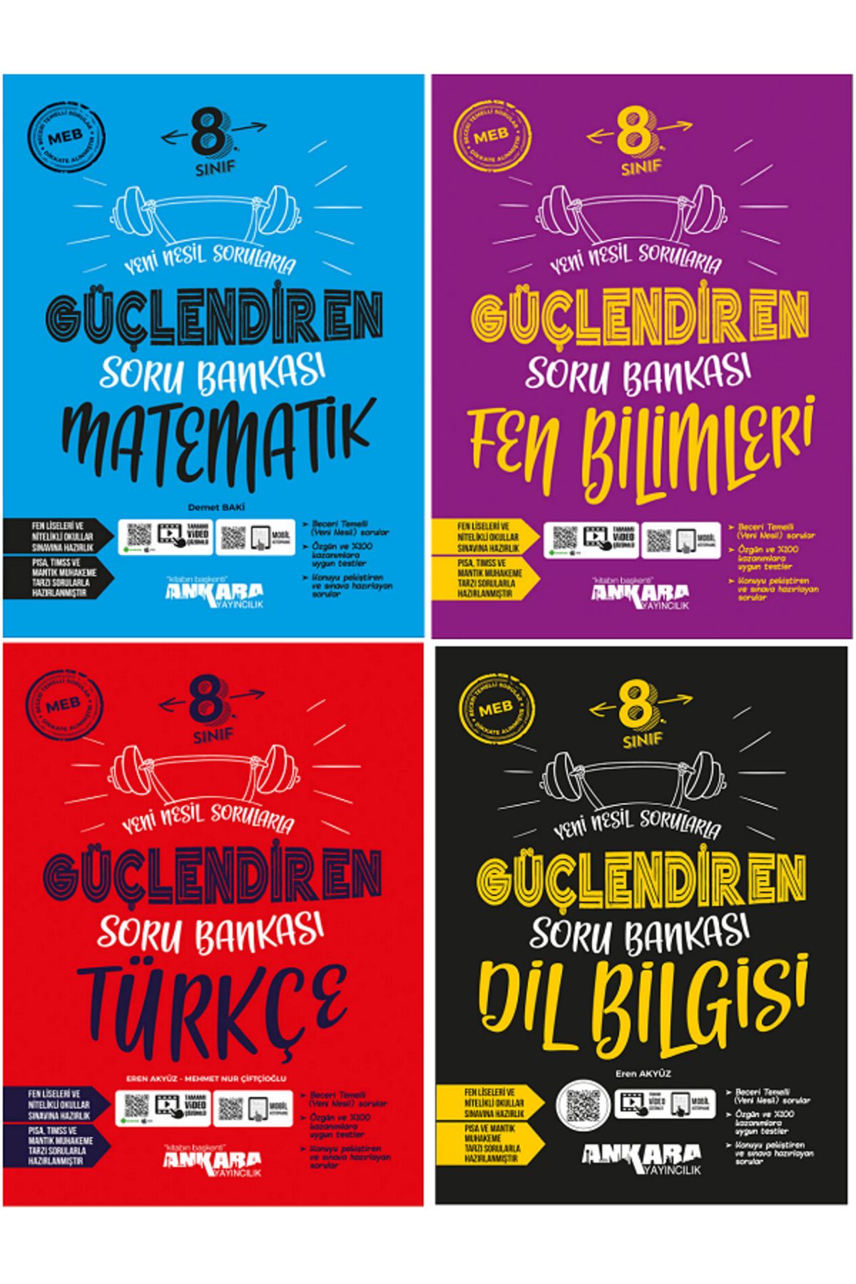 Efsane Yayınları 8.Sınıf Ankara Güçlendiren Matematik + Fen Bilimleri + Türkçe + Dil Bilgisi Soru Bankaları - 4 KİTAP