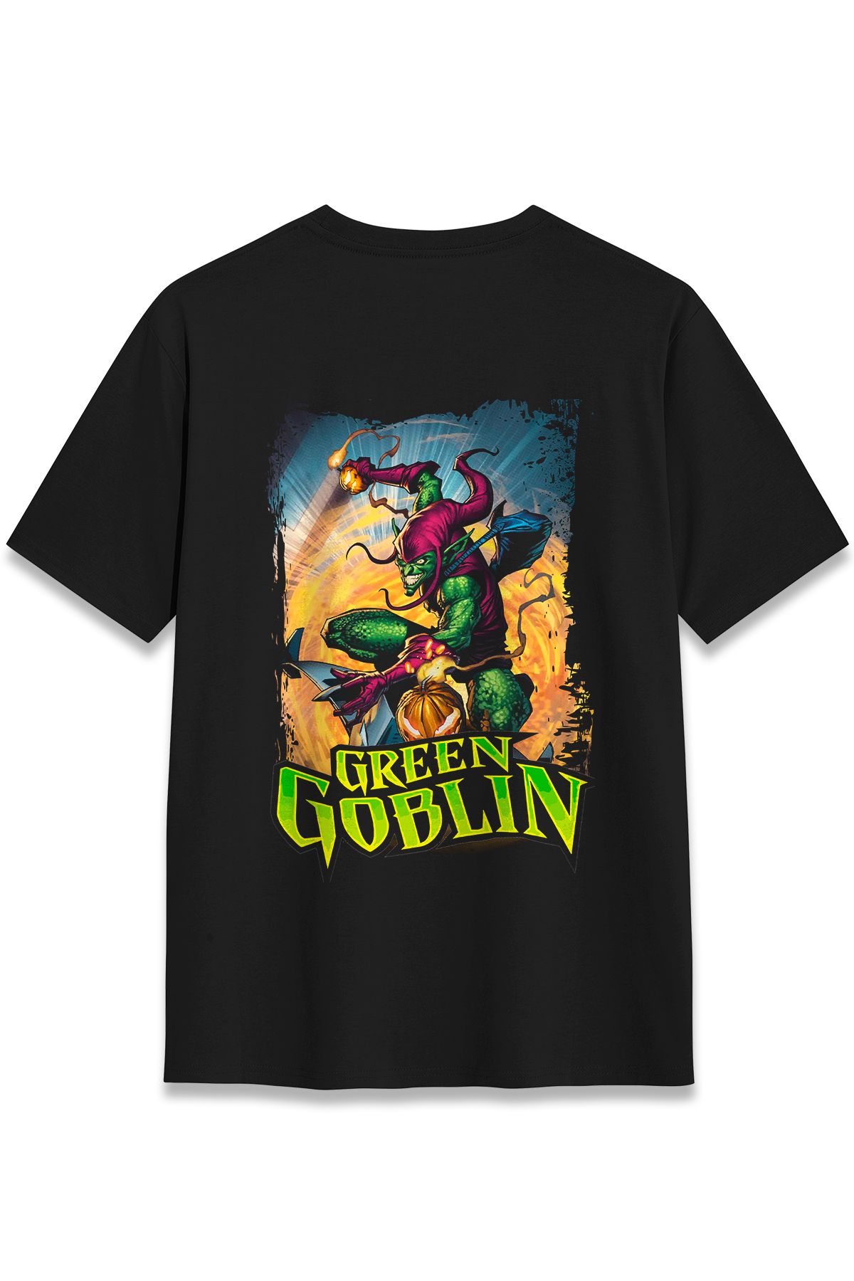 EZG Business GREEN GOBLIN Model Sırt Baskılı T-Shirt Unisex %100 Pamuk Cotton Rahat Regular Halftone Tişört