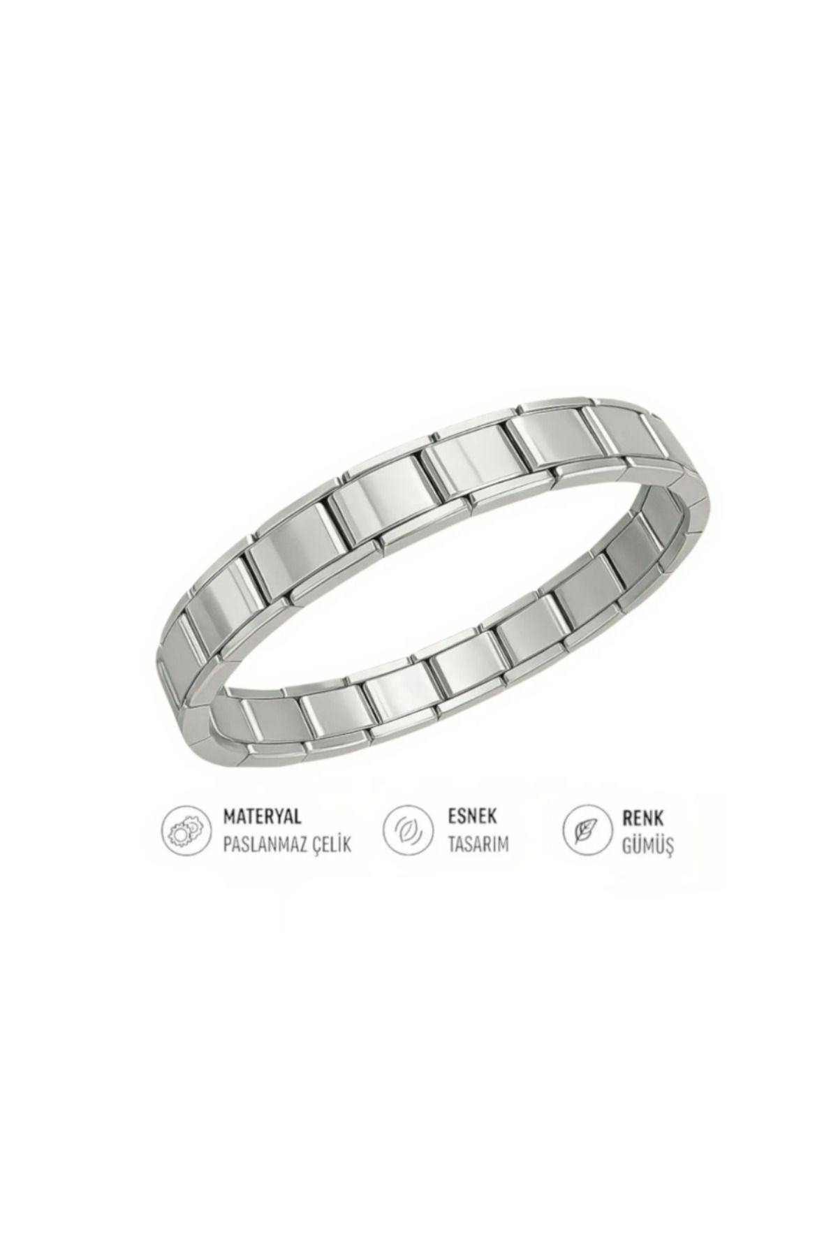 Ervalina İtalyan Charm Çelik Unisex Bileklik | Paslanmaz, Ayarlanabilir, Şık, Modüler