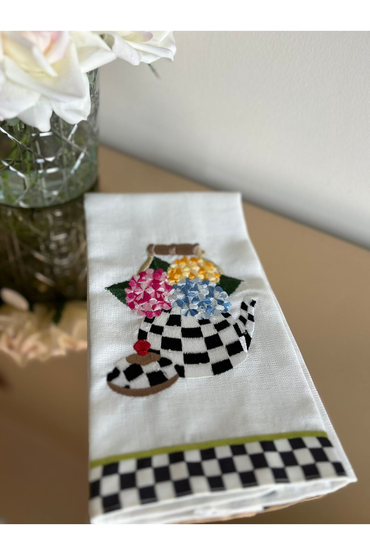 vanilya accessory ORTANCA DESEN KETEN DEKORATİF FIRIN ÖRTÜSÜ