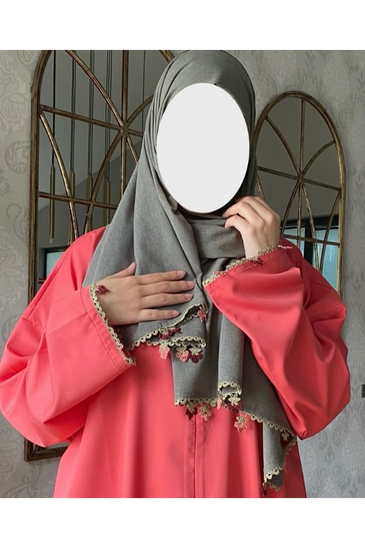 Nimet Abla Butik-Hand Embroidered Prayer Robe Suit 3