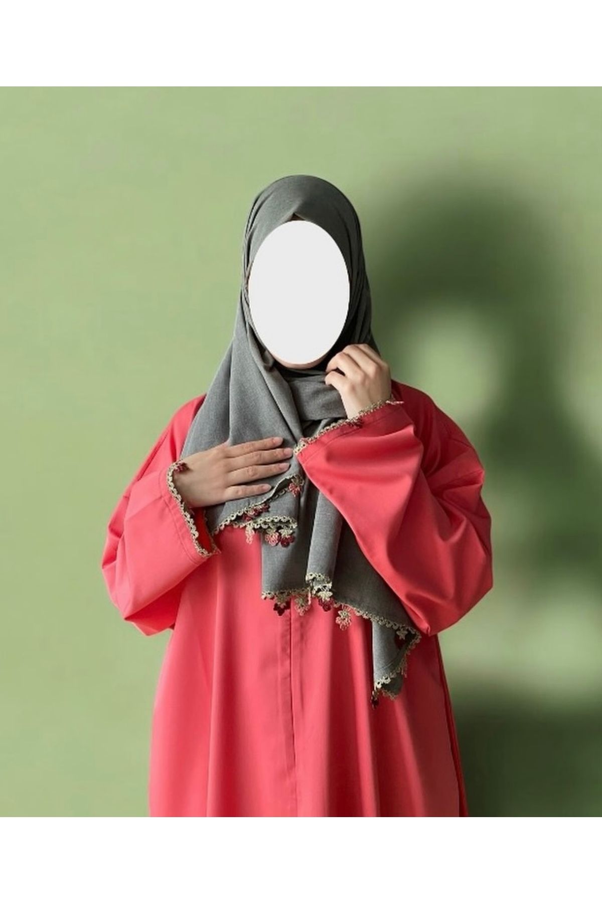 Nimet Abla Butik-Hand Embroidered Prayer Robe Suit 5