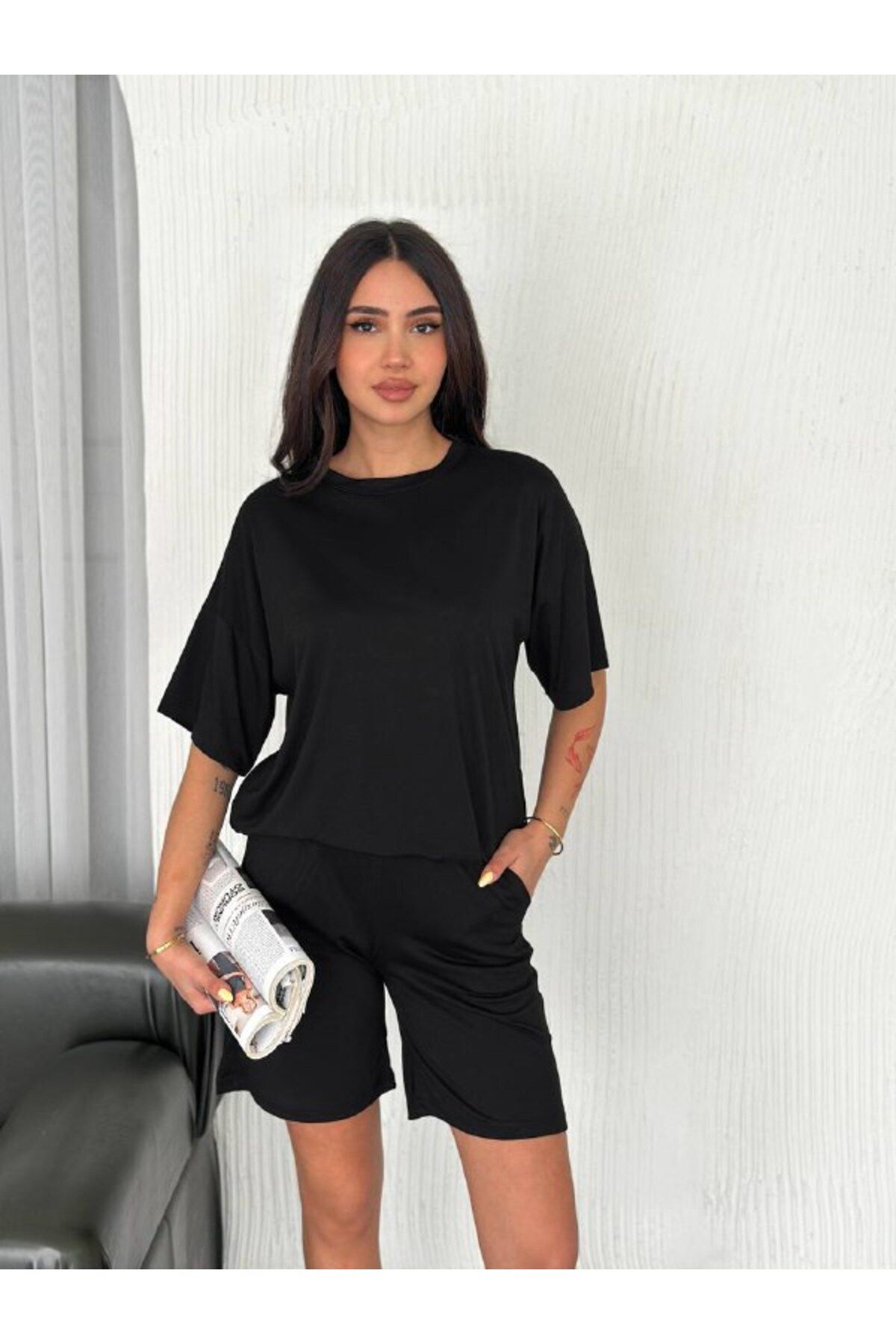 Better Kadın Yumuşak Dokulu Modal Kumaş Kısa Şortlu/ T-shirt İkili Takım