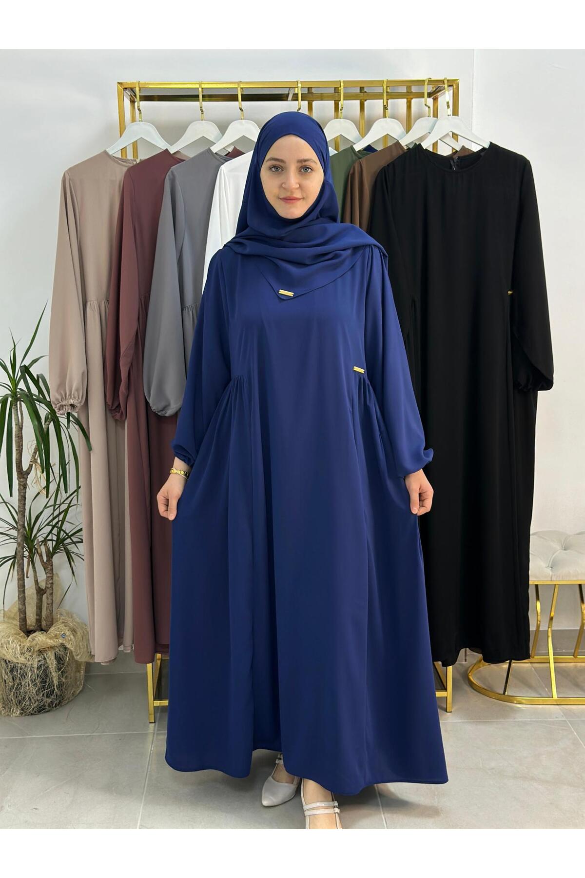 sufle esarplı dress suit ,side yoke is suitable for .hac and umrah open lacıvert