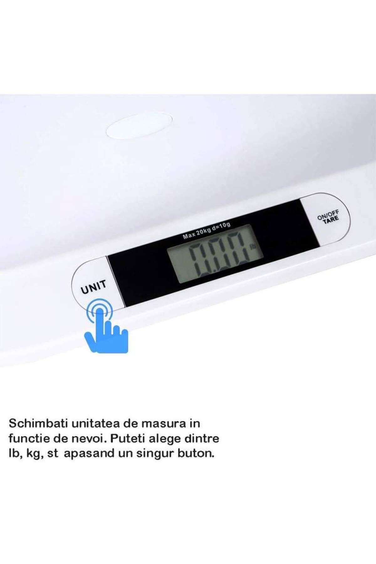 SIKS-Electronic Baby Scale, 20kg, Precise Sensor, Hold Function, Automatic Shutoff, 56x33 cm, White 5