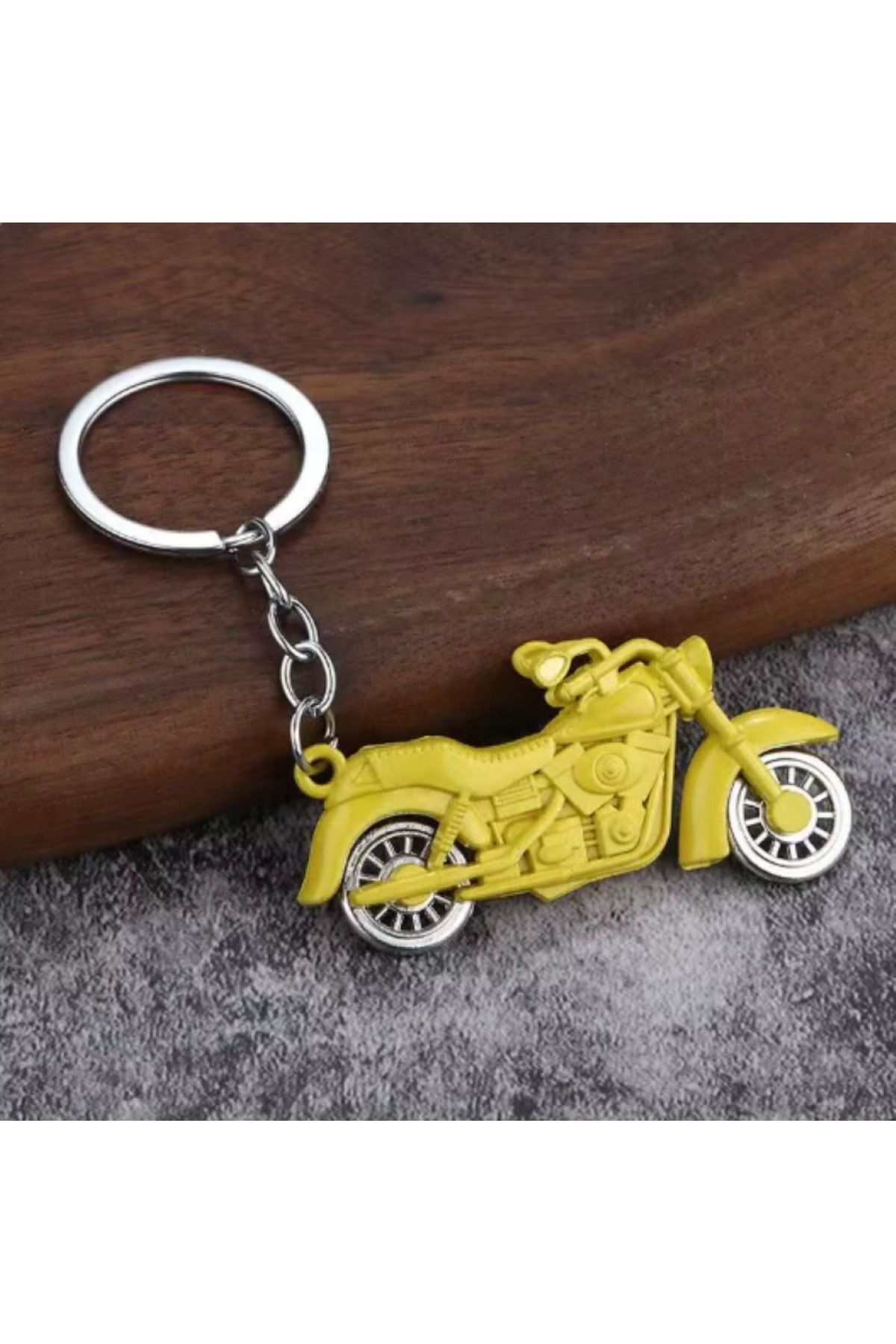 Bizde Ne Yok ki Motosiklet Büyük Vintage Metal Karabina Anahtarlık Dönen Tekerleği Baskılı Renkli Bisiklet
