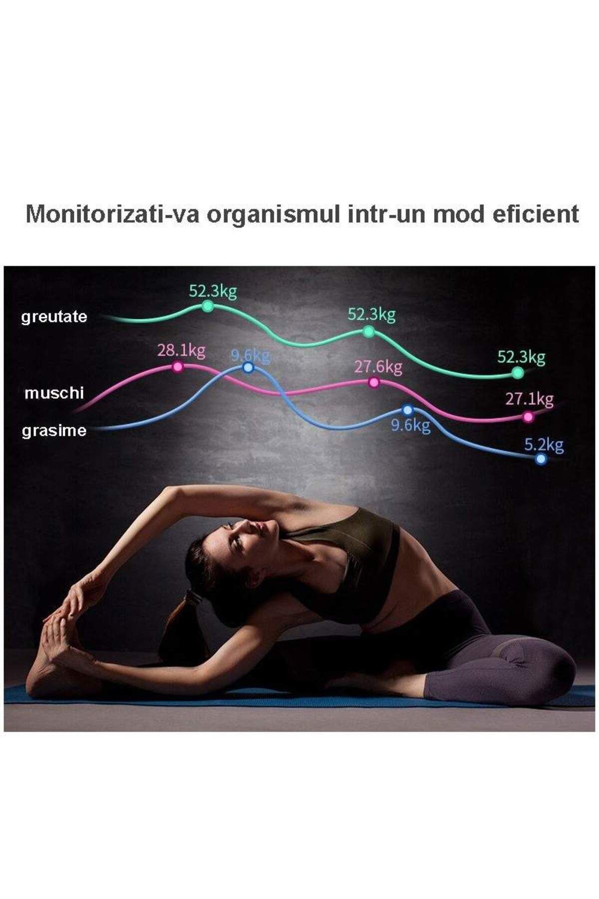 SIKS-Cântar digital inteligent pentru baie, conexiune Bluetooth, afișaj LCD, greutate maximă 180 kg, negru 8