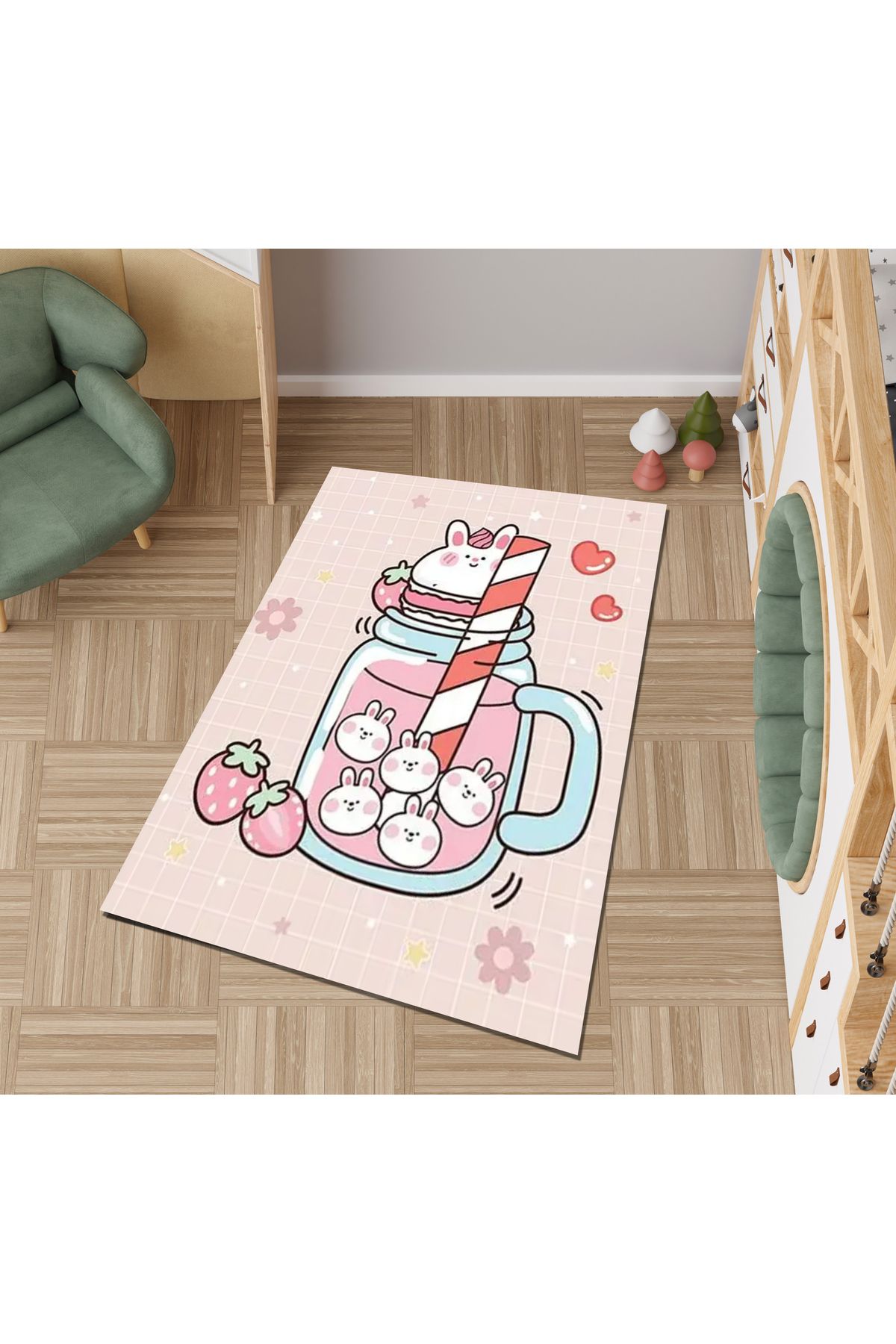 Rugs Modern Halı Lina Koleksiyonu Sevimli Bubble Tea Temalı Dokuma Taban Modern Dekoratif Halı lina70
