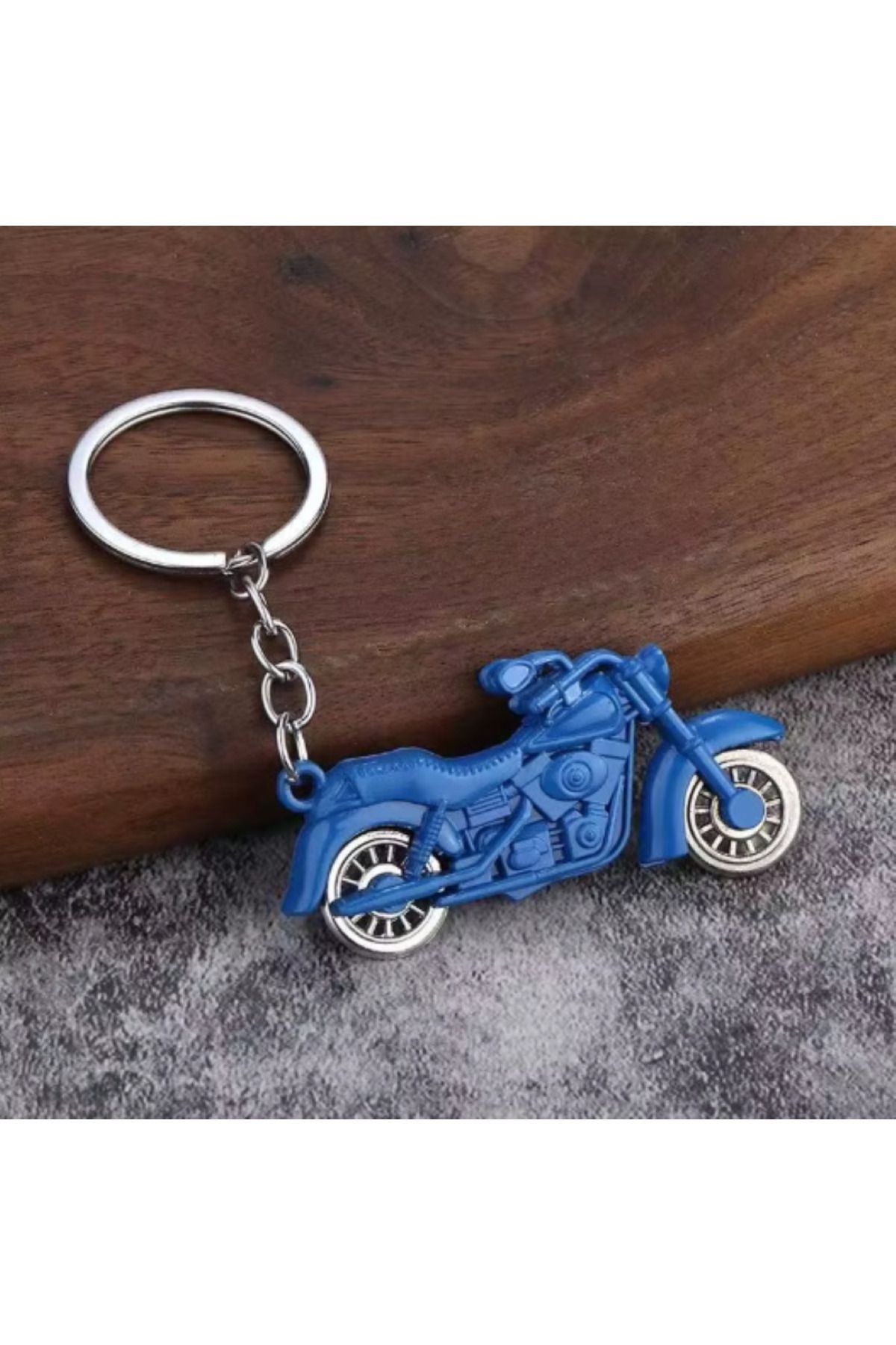 Bizde Ne Yok ki Motosiklet Büyük Vintage Metal Karabina Anahtarlık Dönen Tekerleği Baskılı Renkli Bisiklet
