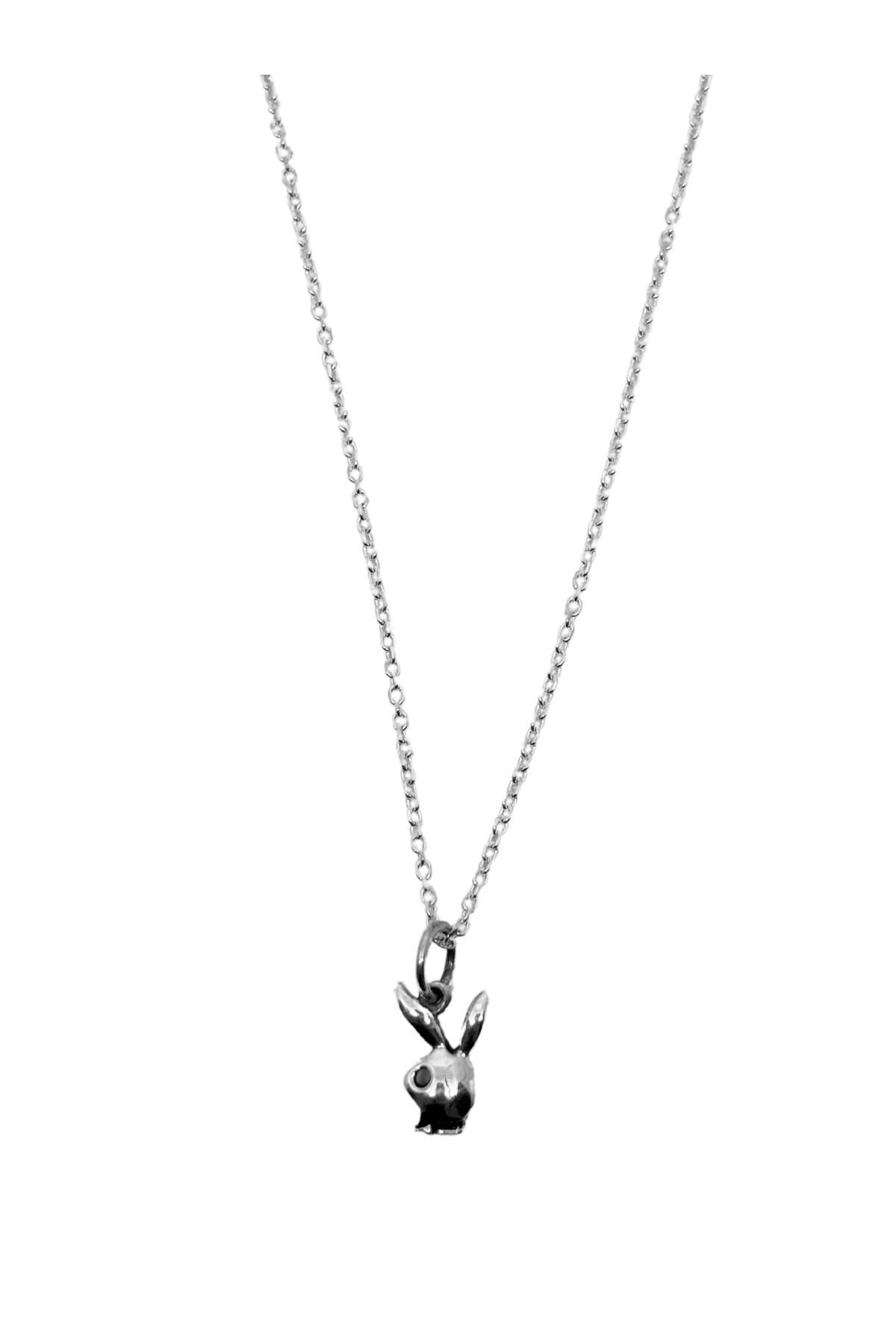 oya silver Mini Playboy Gümüş Kolye 0.8x1.7 CM