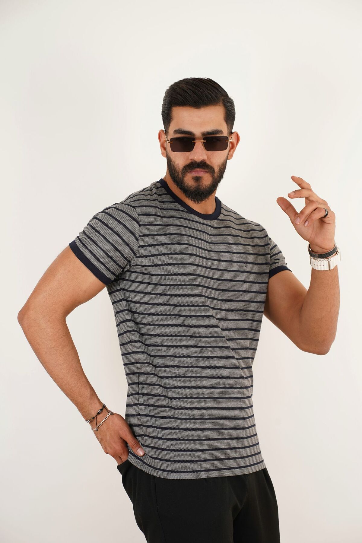 Vesbul ÇİZGİLİ BASİC YUVARLAK YAKA TSHİRT 2107