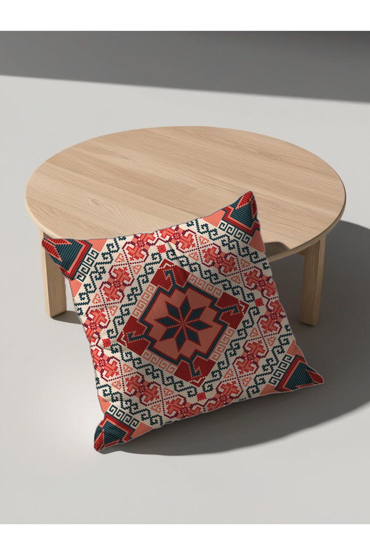 GREENDECOR Otantik,Anadolu,Etnik Desenli Minder Çift taraflı Dijital Baskılı Minder İçi dolu Minder Kirlent