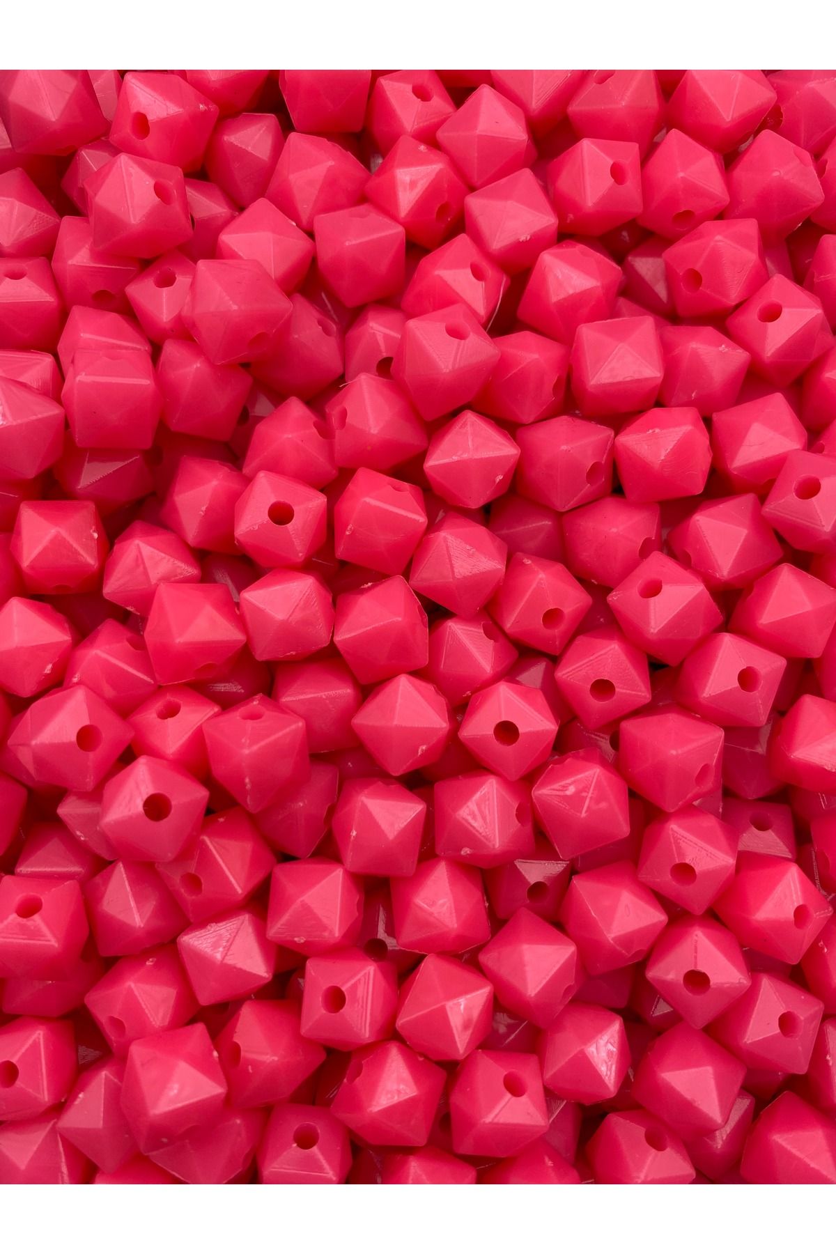 ida design store 10mm Opak Fuşya /Koyu Pembe Renk Kübik Akrilik Boncuk