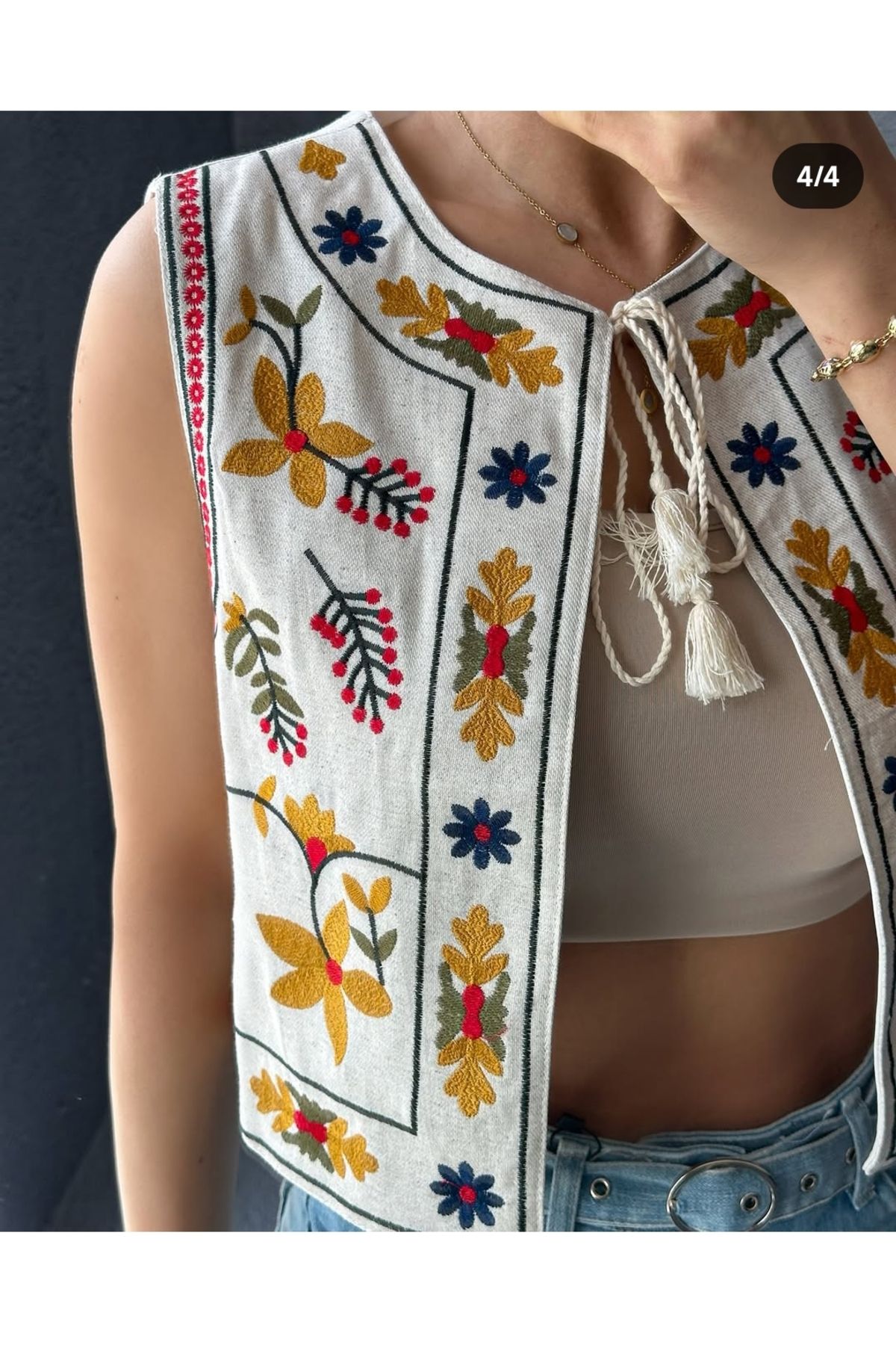 couis otantik nakışlı crop astarlı