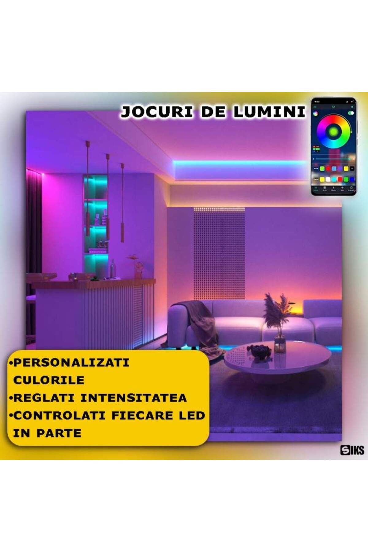 SIKS-RGB Digital Smart LED Strip, 5 Meters, App Control or Remote Control, USB Connection 4