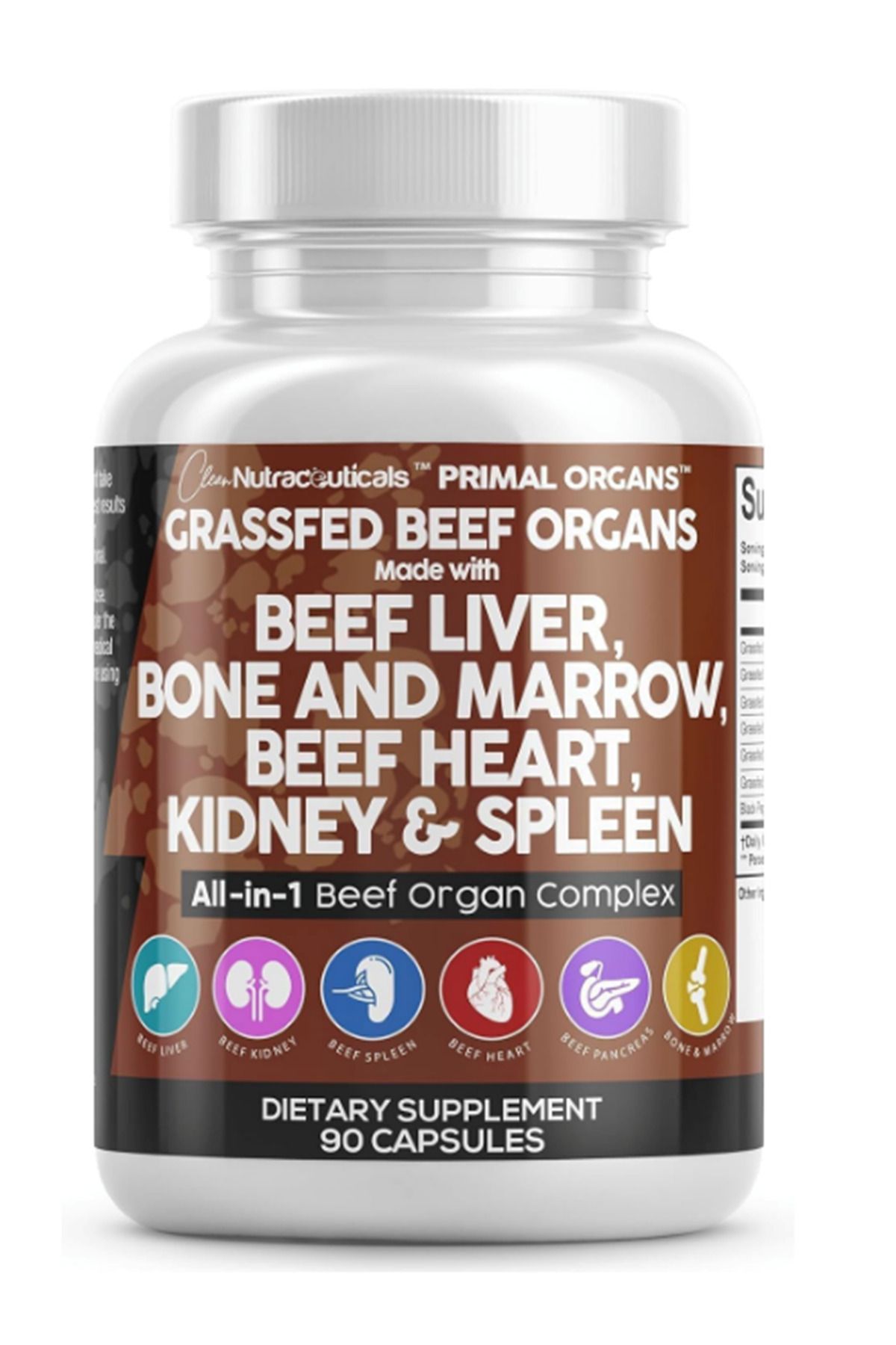 Clean Nutraceuticals Grass Fed Beef Liver Complex 90 Capsules.Abd Menşei