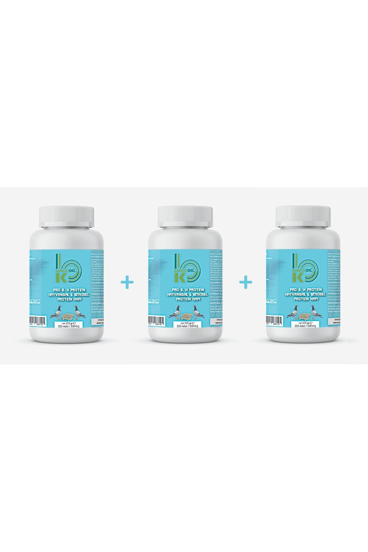 Kanatlı Oil Hayvansal ve Bitkisel Protein Hapı 3 Kutu 750 Adet - Pro-B/H Protein Güvercin Hapı 750 Adet 3 Kutu