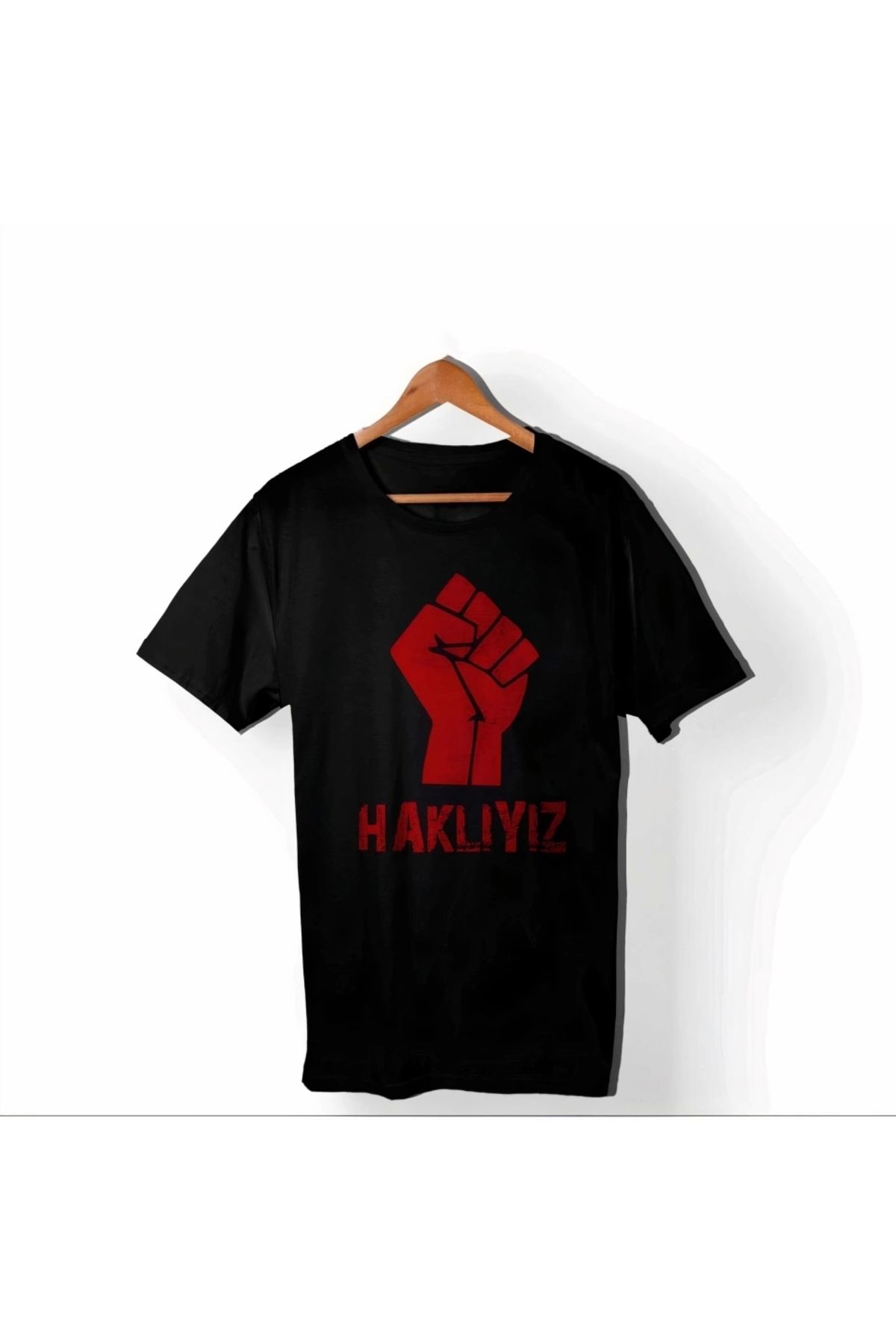 Kaplan 1 Mayıs Emekçilerimiz İçin Özel Tasarım HAKLIYIZ Baskılı T-shirt - Siyah