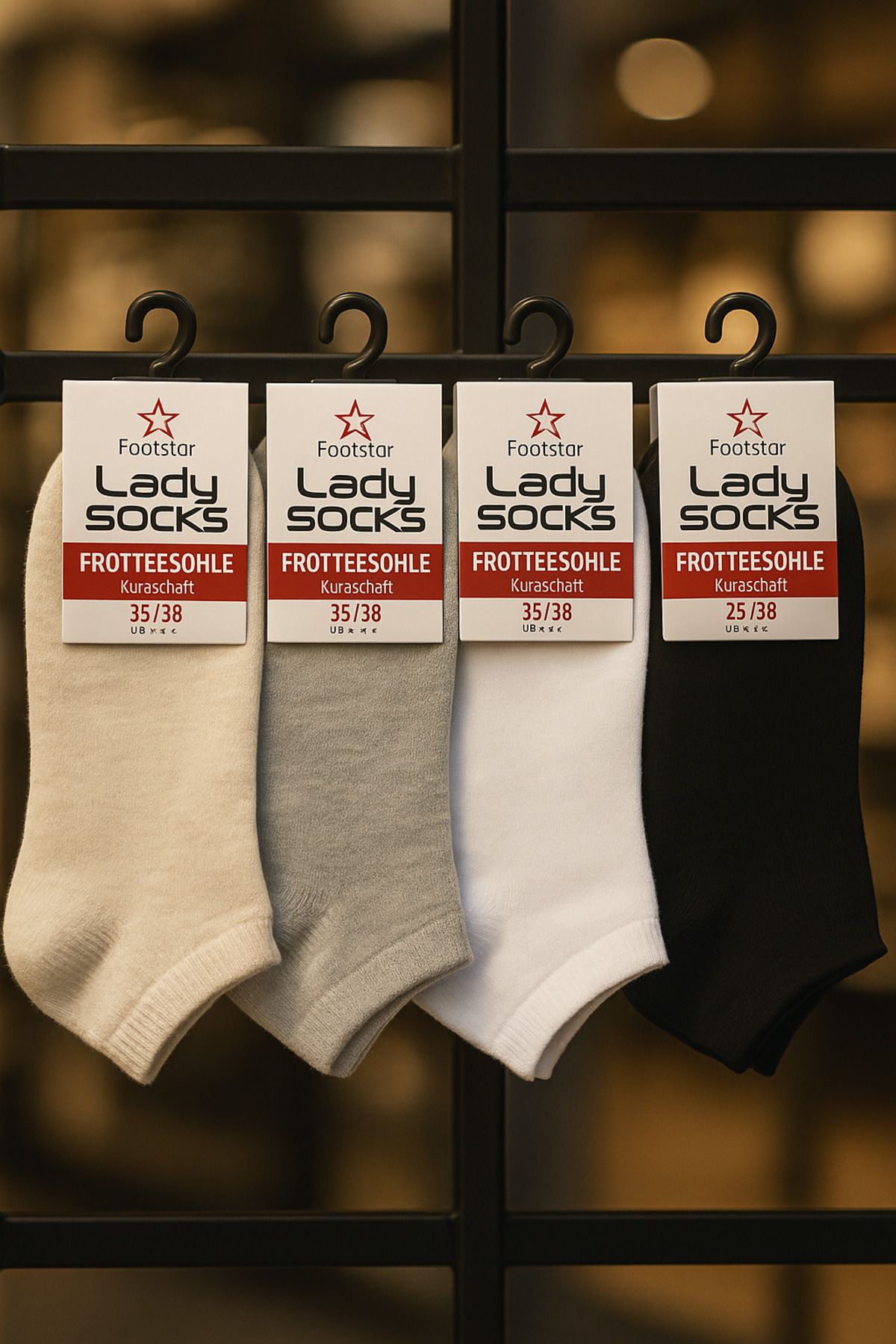 Footstar Lady Socks Kadın Kısa Bilek Çorap 4'lü Set | Yumuşak Havlu Tabanlı – 35-38 Numara