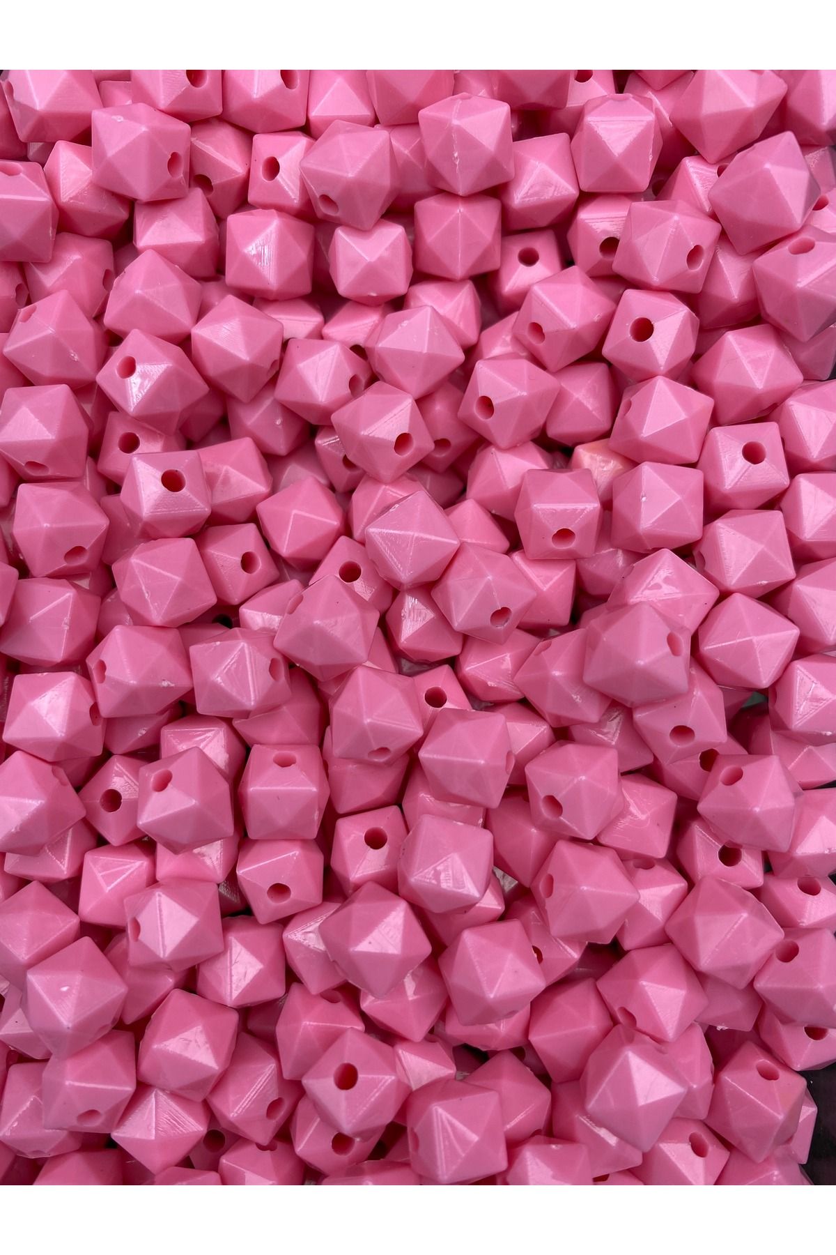 ida design store 10mm Opak Pembe Renk Kübik Akrilik Boncuk