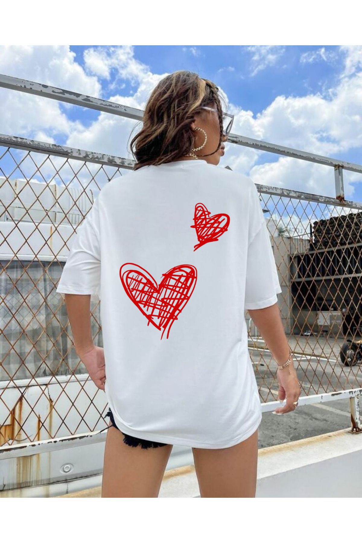 DAĞ TEKSTİL KALP KALP Oversize T-shirt