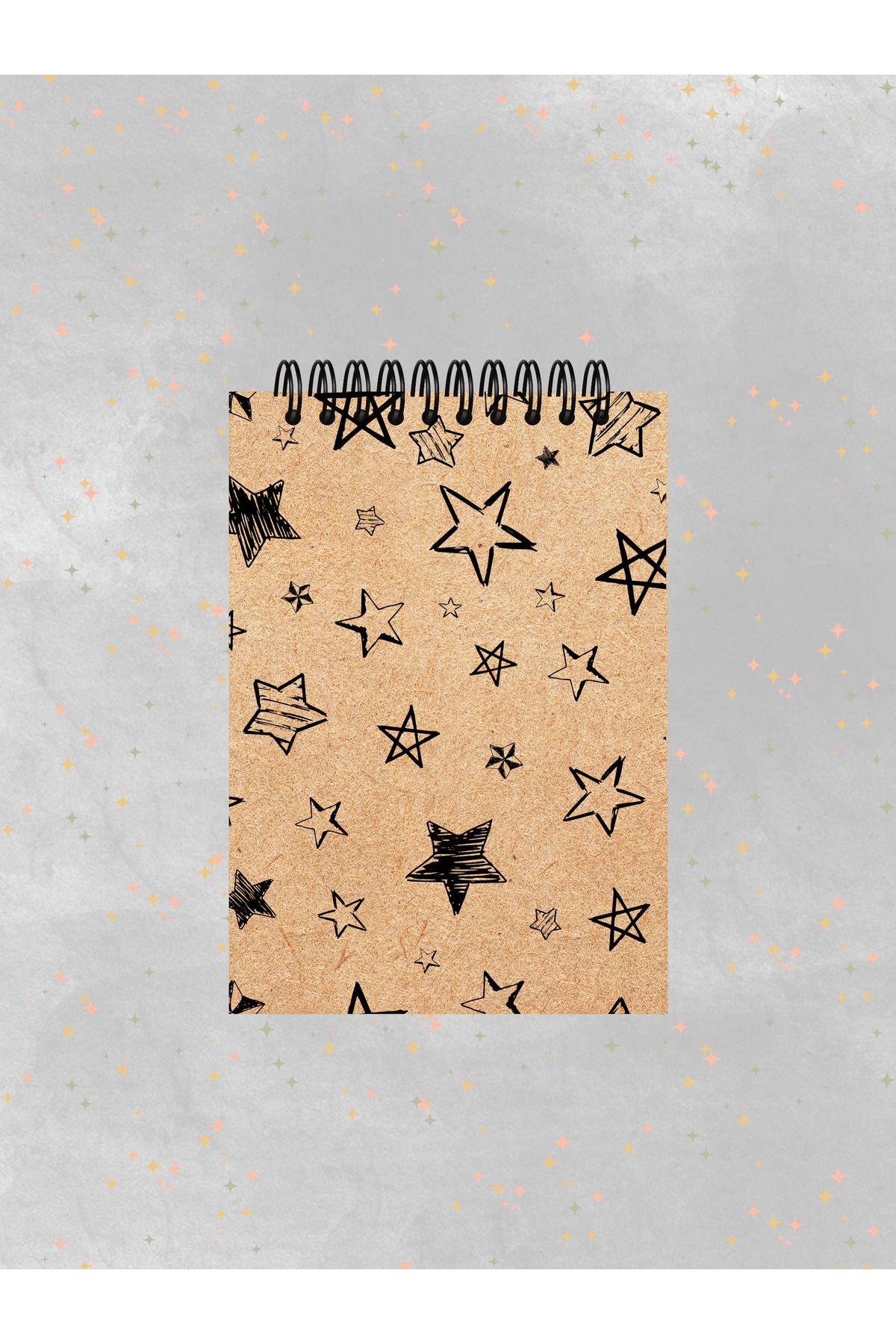 Ez&Tu Stıcker-4-Piece Notebook Set 10 X 13.5 cm Checkered Notebook Kraft Cover Spiral Notebook Notebook 4