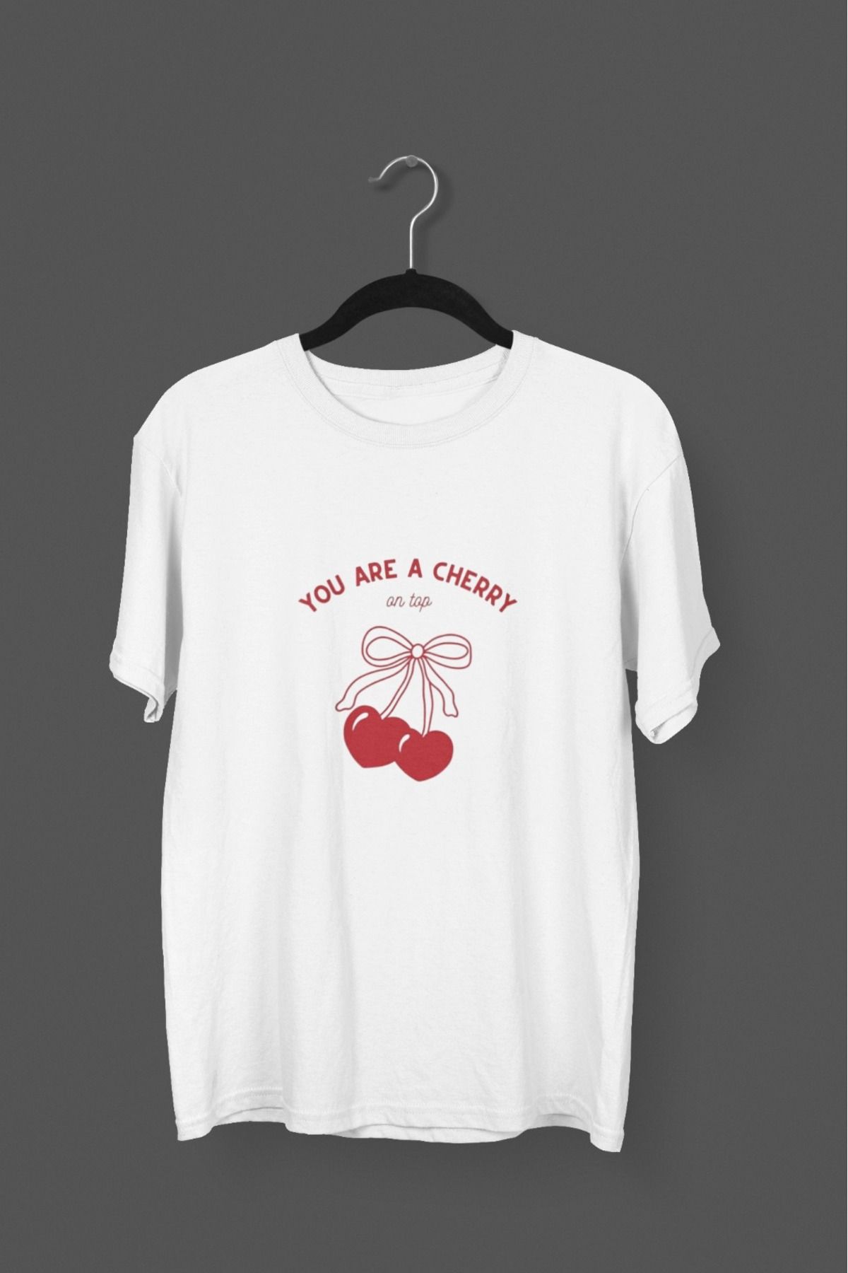 Butik ERKEK/KADIN -YOU ARE A CHERRY- TRANSFER BASKILI YUVARLAK YAKA KISA KOL TİŞÖRT