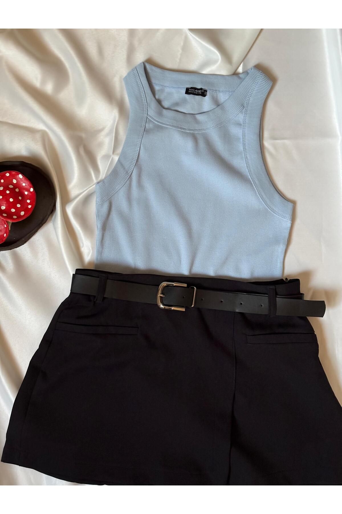 MODESTRIA Kadın Kahverengi Halter Yaka Kaşkorse Bluz