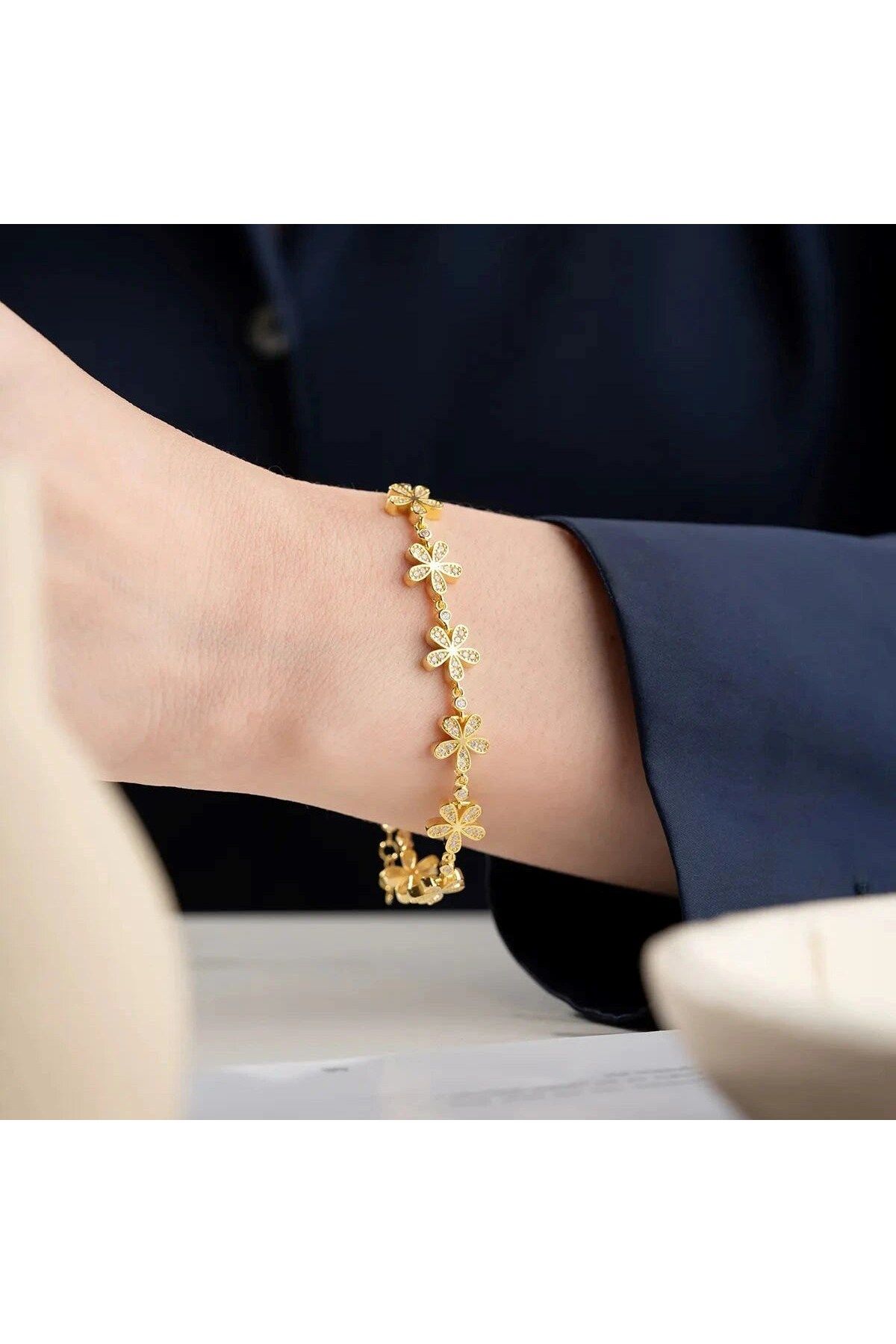 beonejewelry ZİRKON TAŞLI PAPATYA BİLEKLİK | 925 GÜMÜŞ