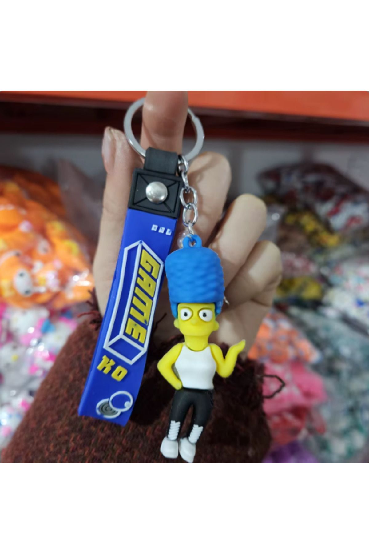 Bizde Ne Yok ki Simpsons 3D Silikon Küçük Boy A Kalite Anime Figürlü Silikon Anahtarlık, Çanta Süsü