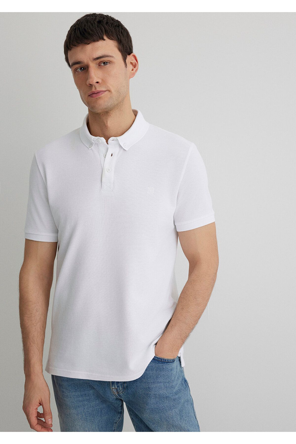 Mavi Biała Koszulka Polo – Slim Fit, Slim Fit Mężczyzna - L