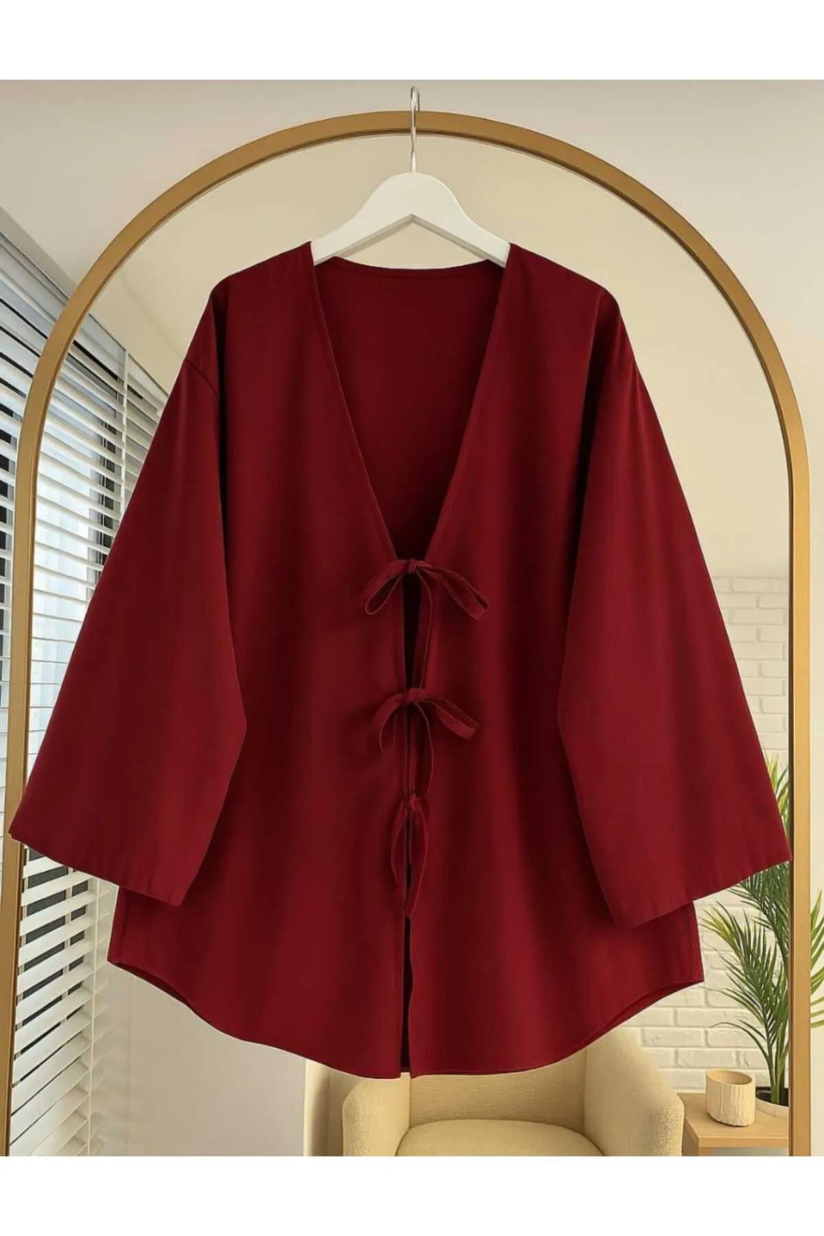GOOD&DESS Önü Bağlamalı Kimono Tunik Oversize