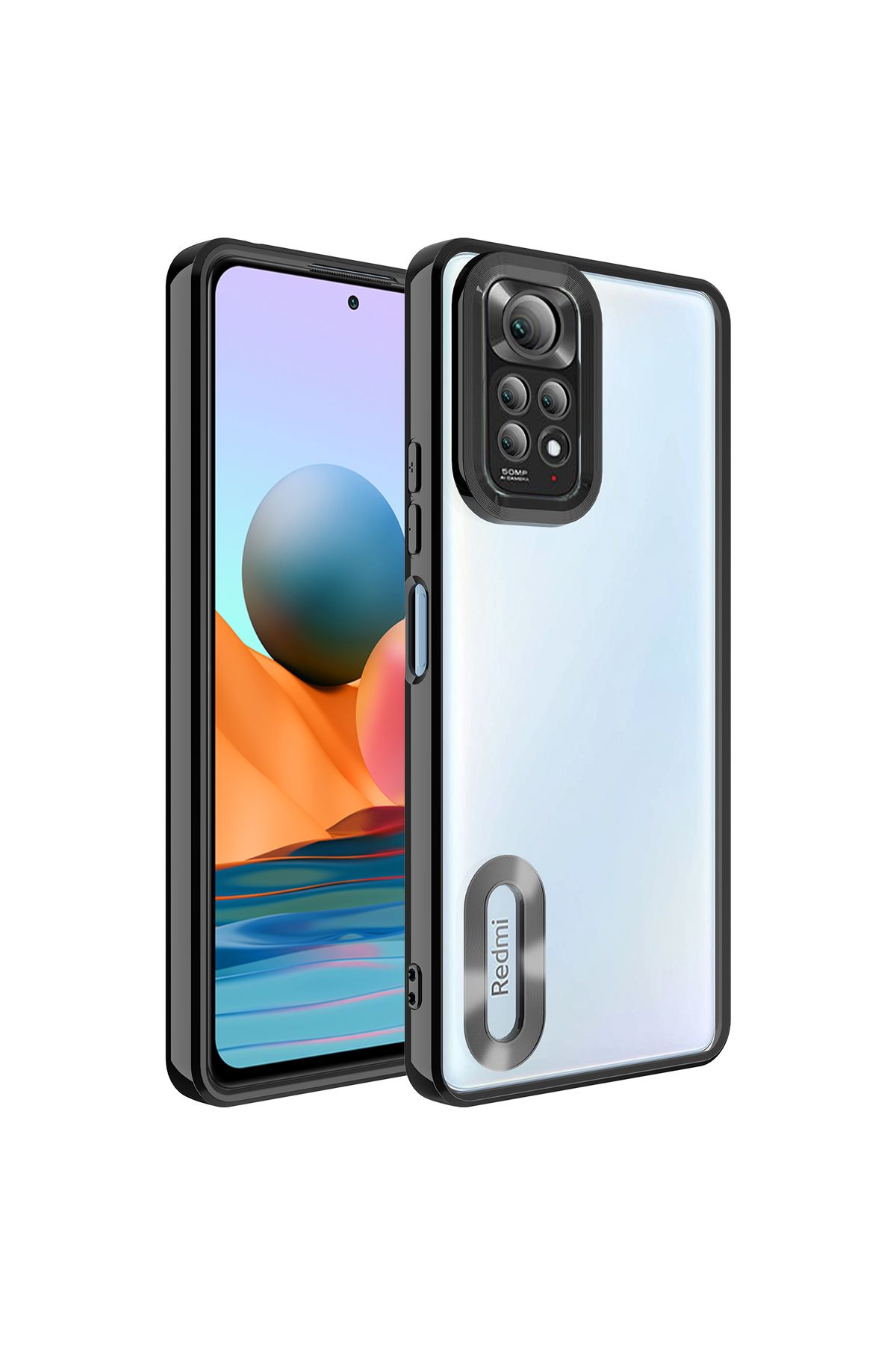 SKYARC Xiaomi Redmi Note 11 Kılıf Kamera Korumalı Logo Gösteren Omega Kapak