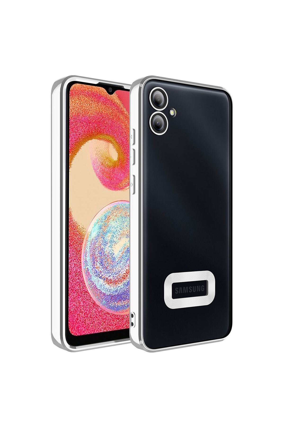 SKYARC Samsung Galaxy A04E Kılıf Kamera Korumalı Logo Gösteren Omega Kapak