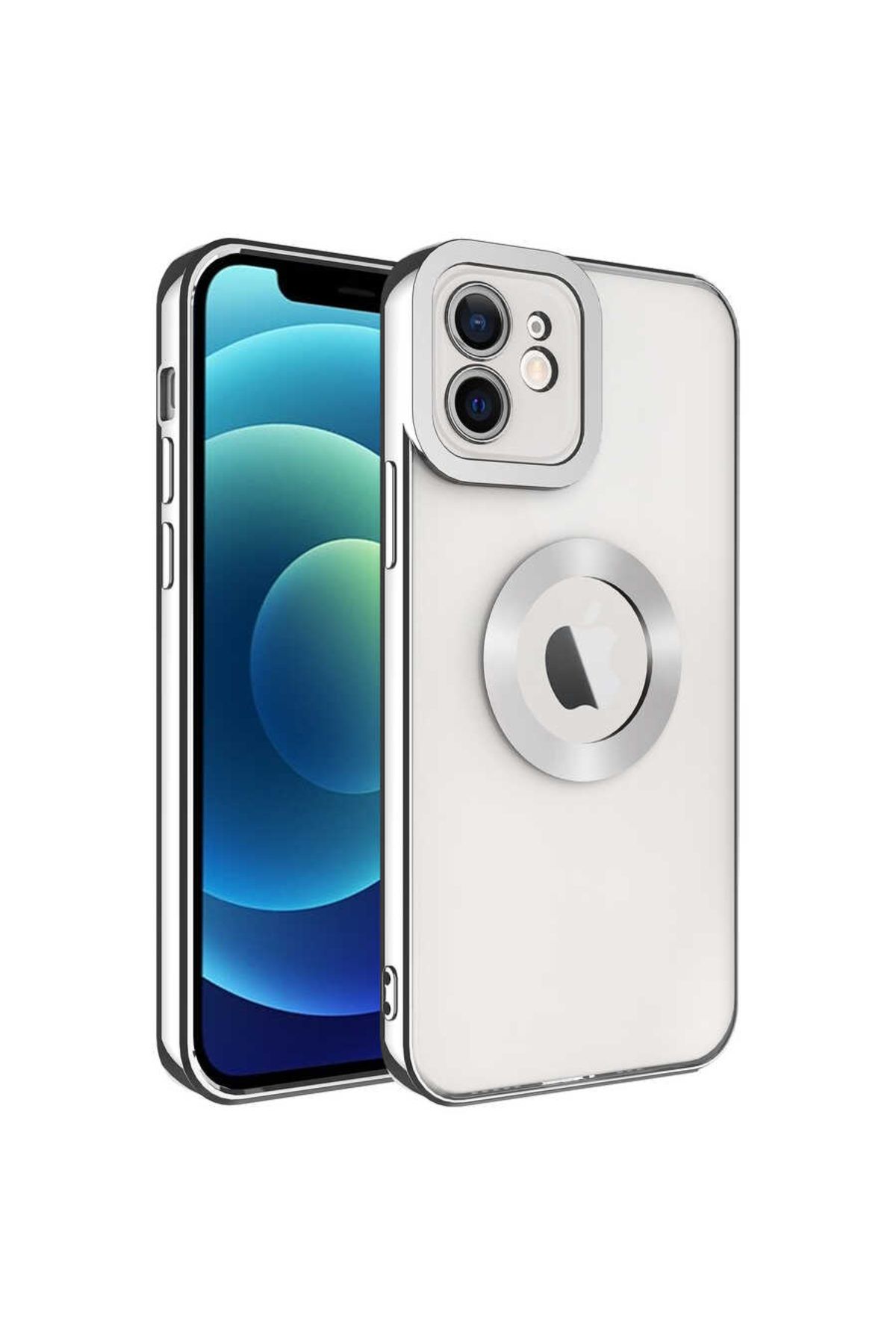 SKYARC iPhone 12 Kılıf Kamera Korumalı Logo Gösteren Omega Kapak