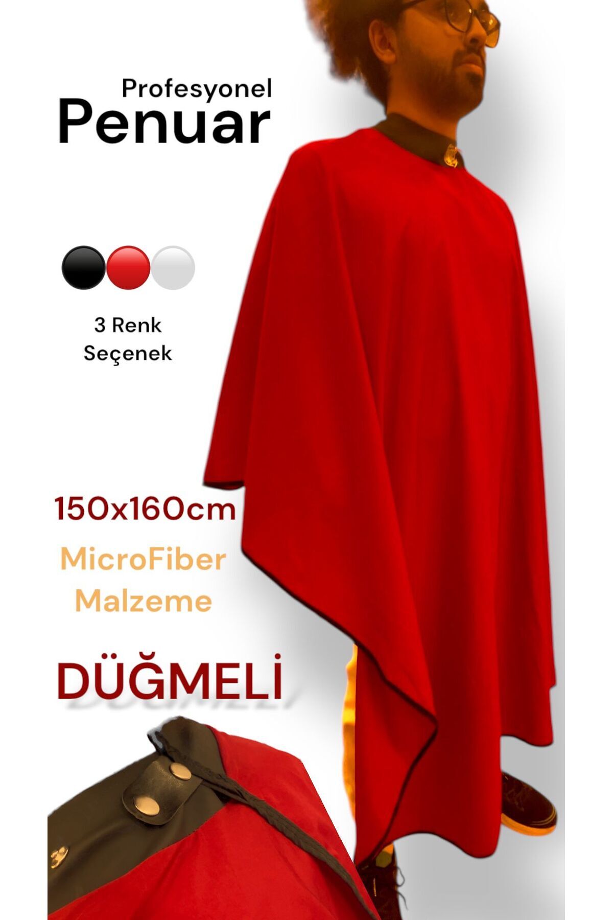 penuar Profesyonel Kesim Önlüğü (DÜĞMELİ) (BOYUN BANDI GEREKTİRMEZ) Marmara Barber Model