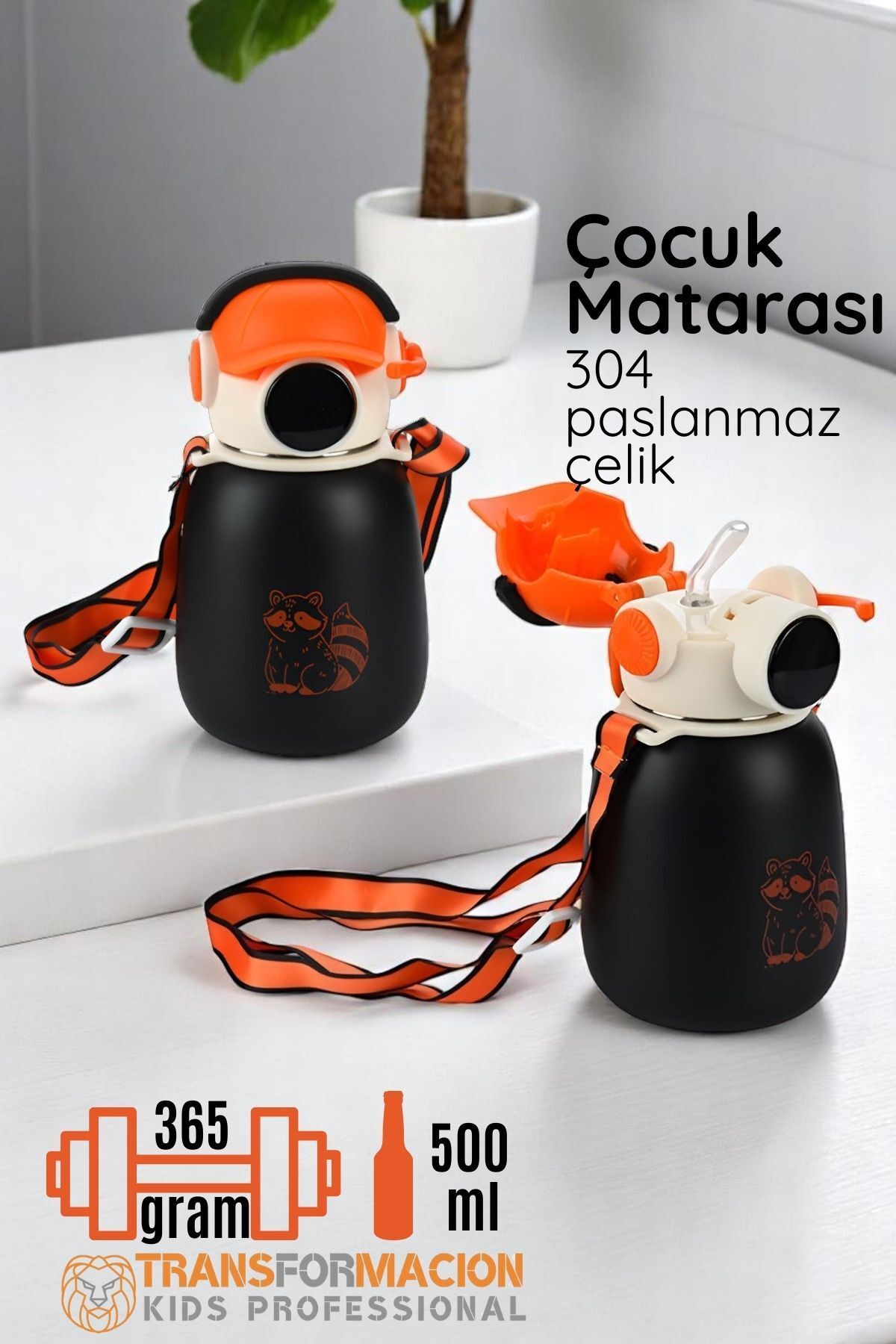 Transformacion Inox Çelik Hafif Çocuk Matarası 500 ml KAPASİTELİ 721718 Siyah
