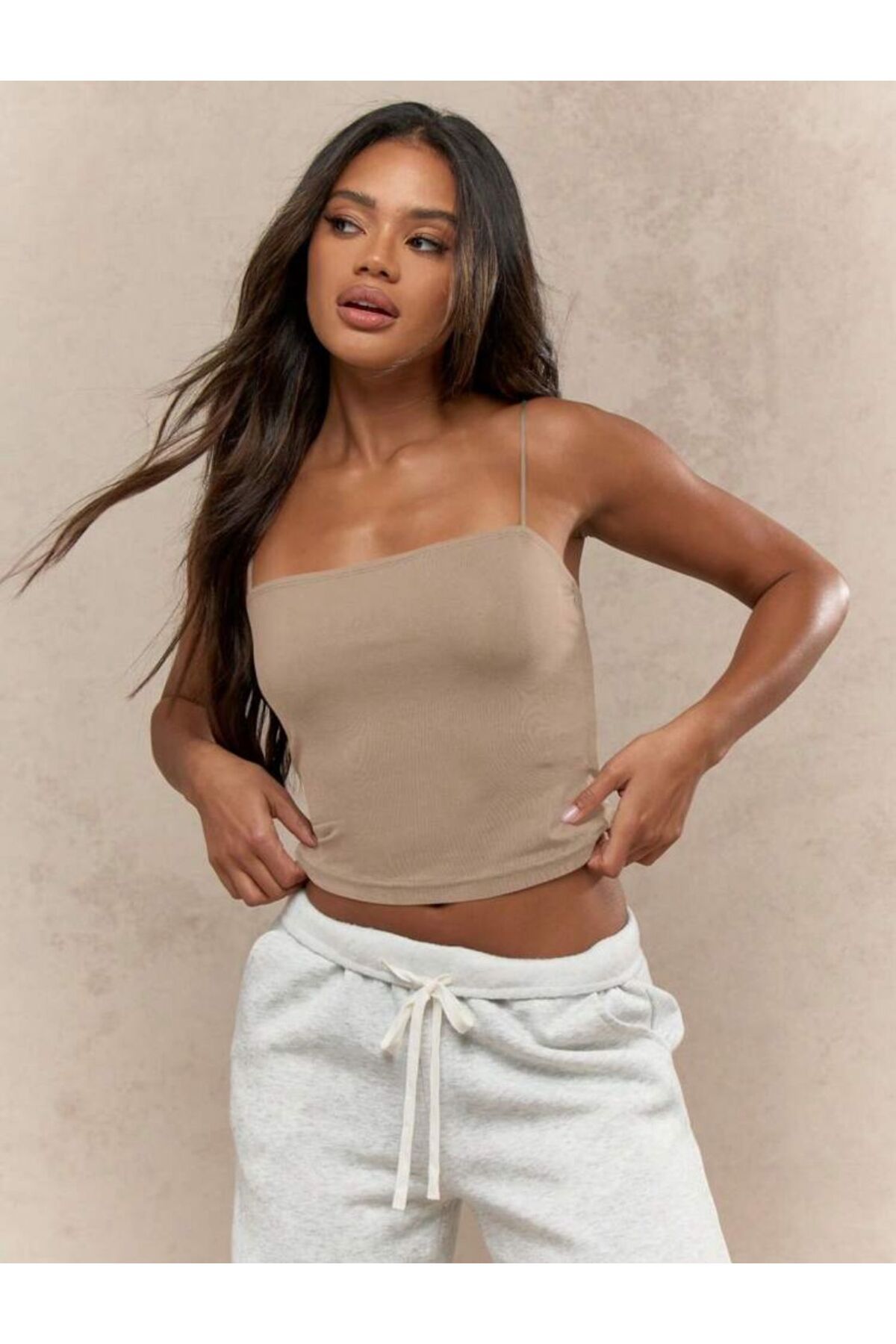 SLAW REZZ Kadın İp Askılı Örme Body Bluz