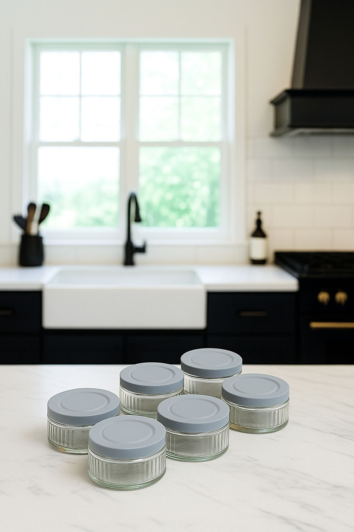 ZURİ DESİGN-Set of 6 Airtight Glass Storage Containers - 140 Cc |   Gray Lid, Leakproof Storage Container Multi-Purpose 2