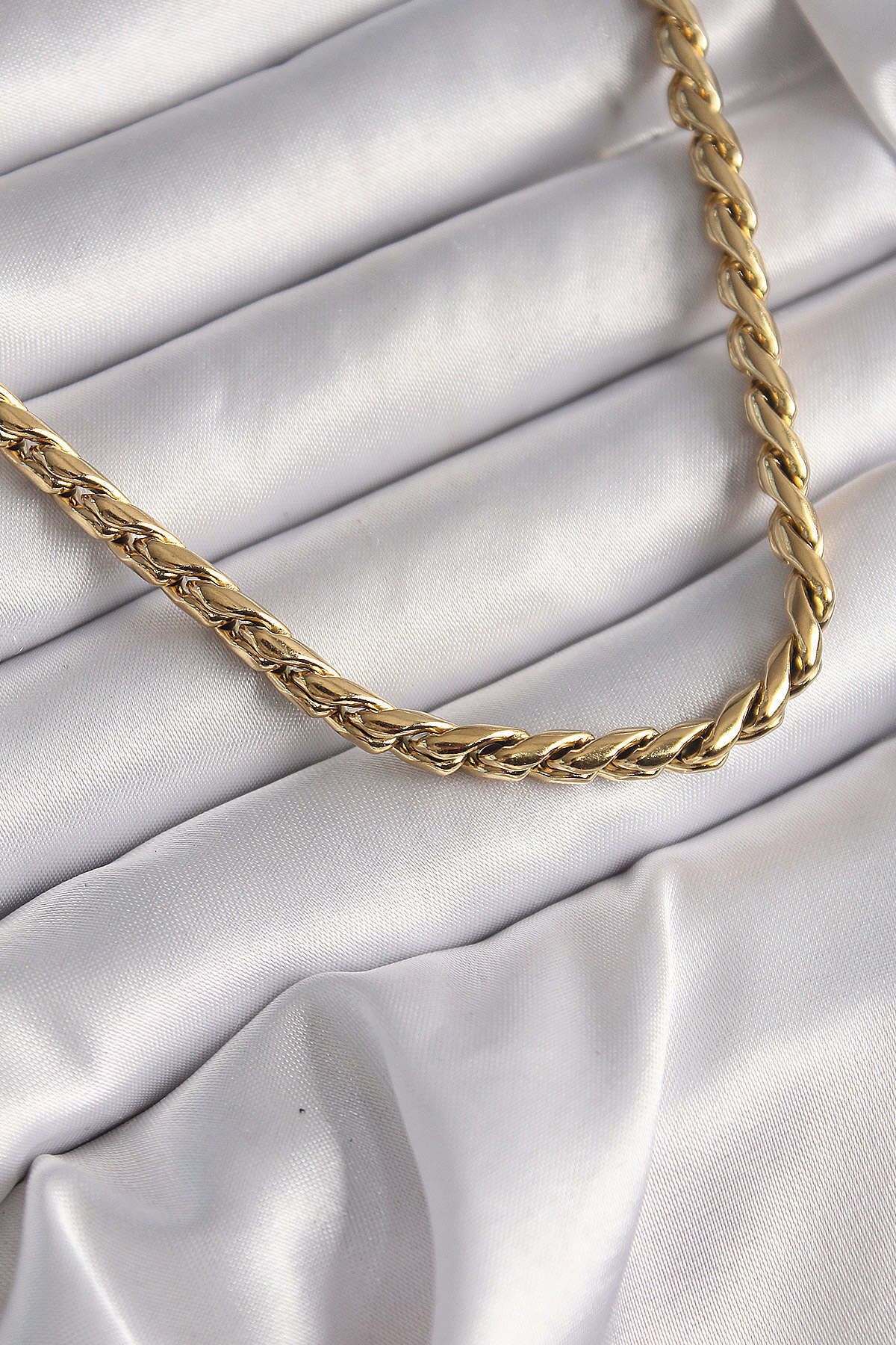 melfxxl eticaret 316L Çelik Gold Renk Arpa Zincir Model Kadın Kolye - Lisinya