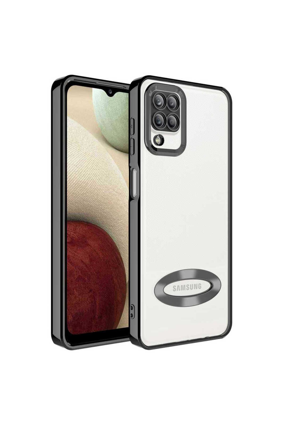 SKYARC Samsung Galaxy M12 Kılıf Kamera Korumalı Logo Gösteren Omega Kapak