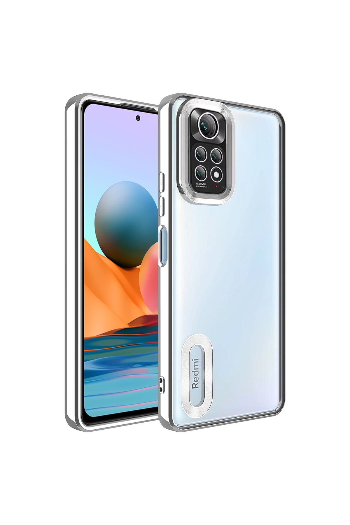 SKYARC Xiaomi Redmi Note 11 Kılıf Kamera Korumalı Logo Gösteren Omega Kapak