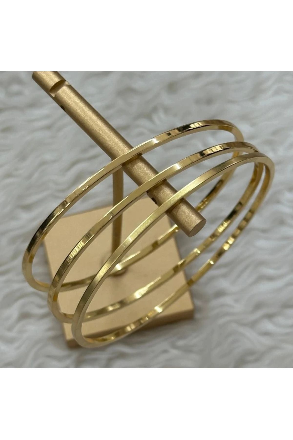 ENTA SHOP 3'Lü Çelik Gold Ajda Bileklik(68mm)