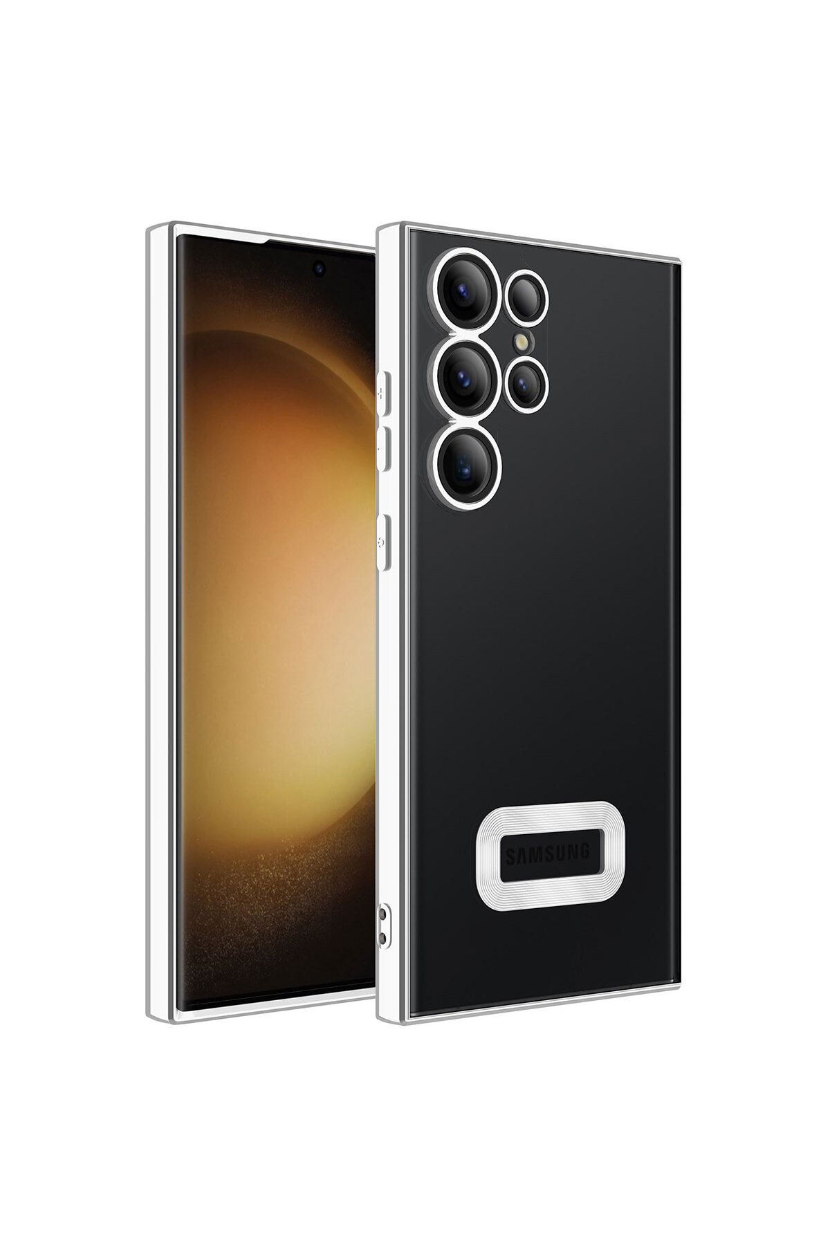SKYARC Samsung Galaxy S23 Ultra Kılıf Kamera Korumalı Logo Gösteren Omega Kapak