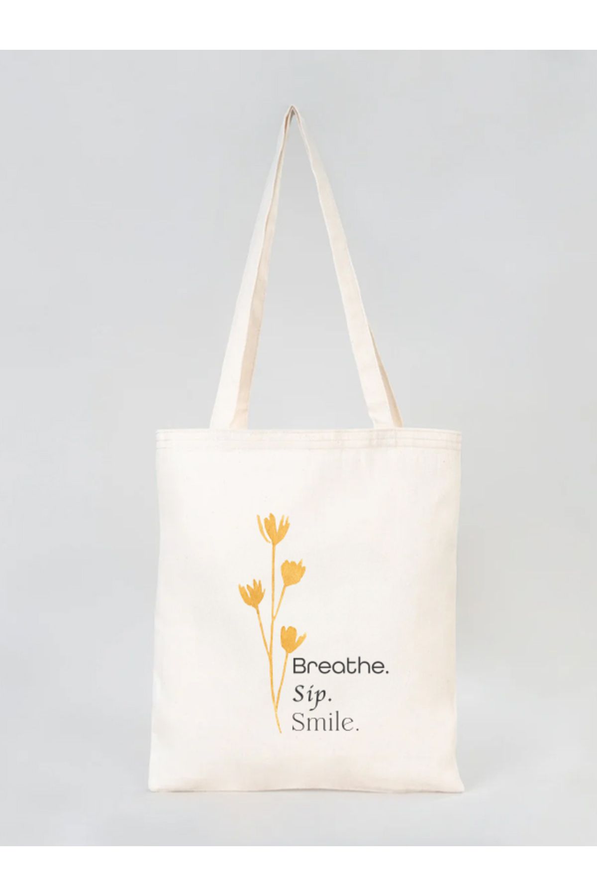 GEDENE Breathe, Sip, Smile - Ham Kumaş Bez Çanta