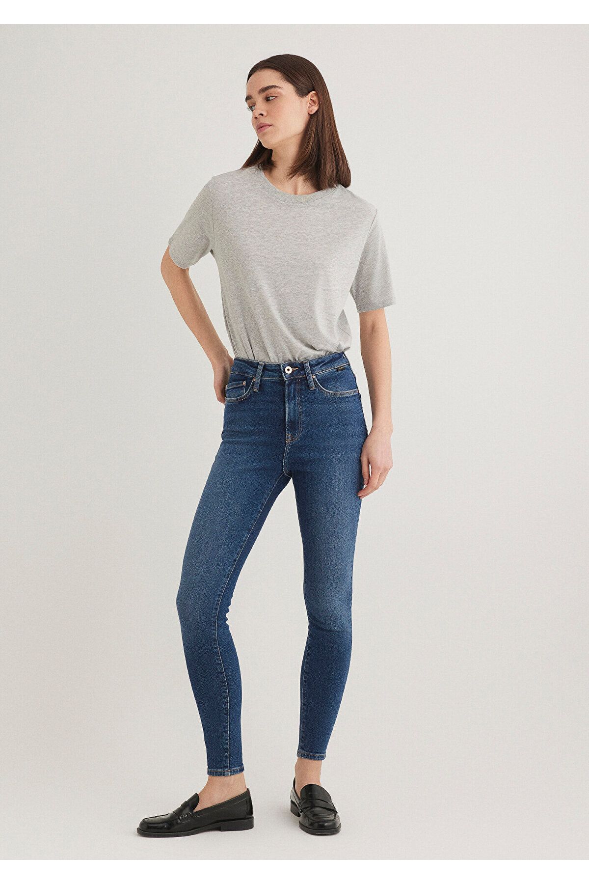 Mavi Ciemne Spodnie Jeansowe Serenay Gold Shape Kobieta - 25/29