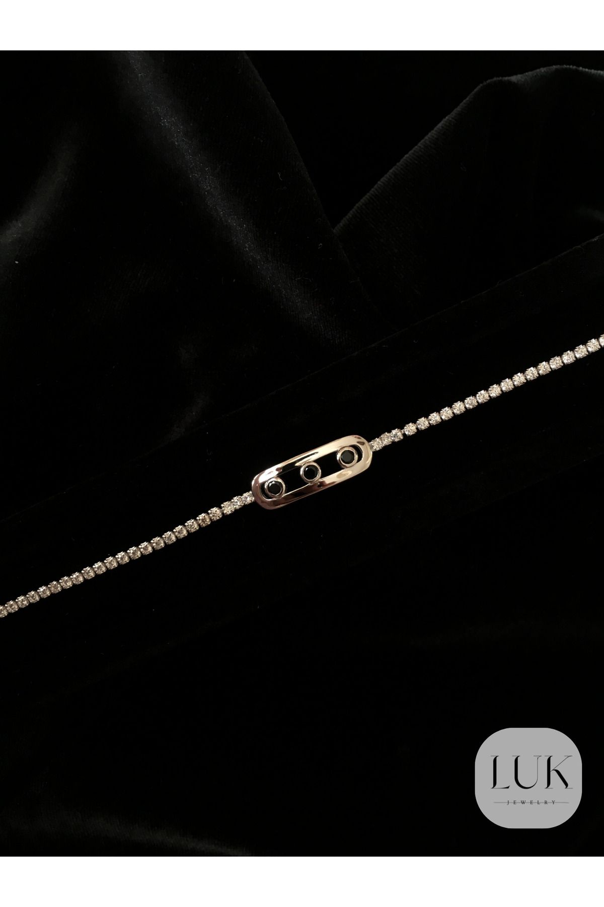 LUK JEWELRY 925 AYAR SİYAH TAŞLI SU YOLU BİLEKLİK
