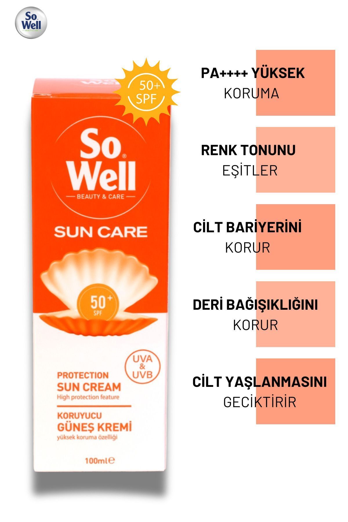 modayaselam So well Yüksek Korumalı 50+ Spf Leke Karşıtı Yüze ve Vücut Güneş Kremi 100 ml.